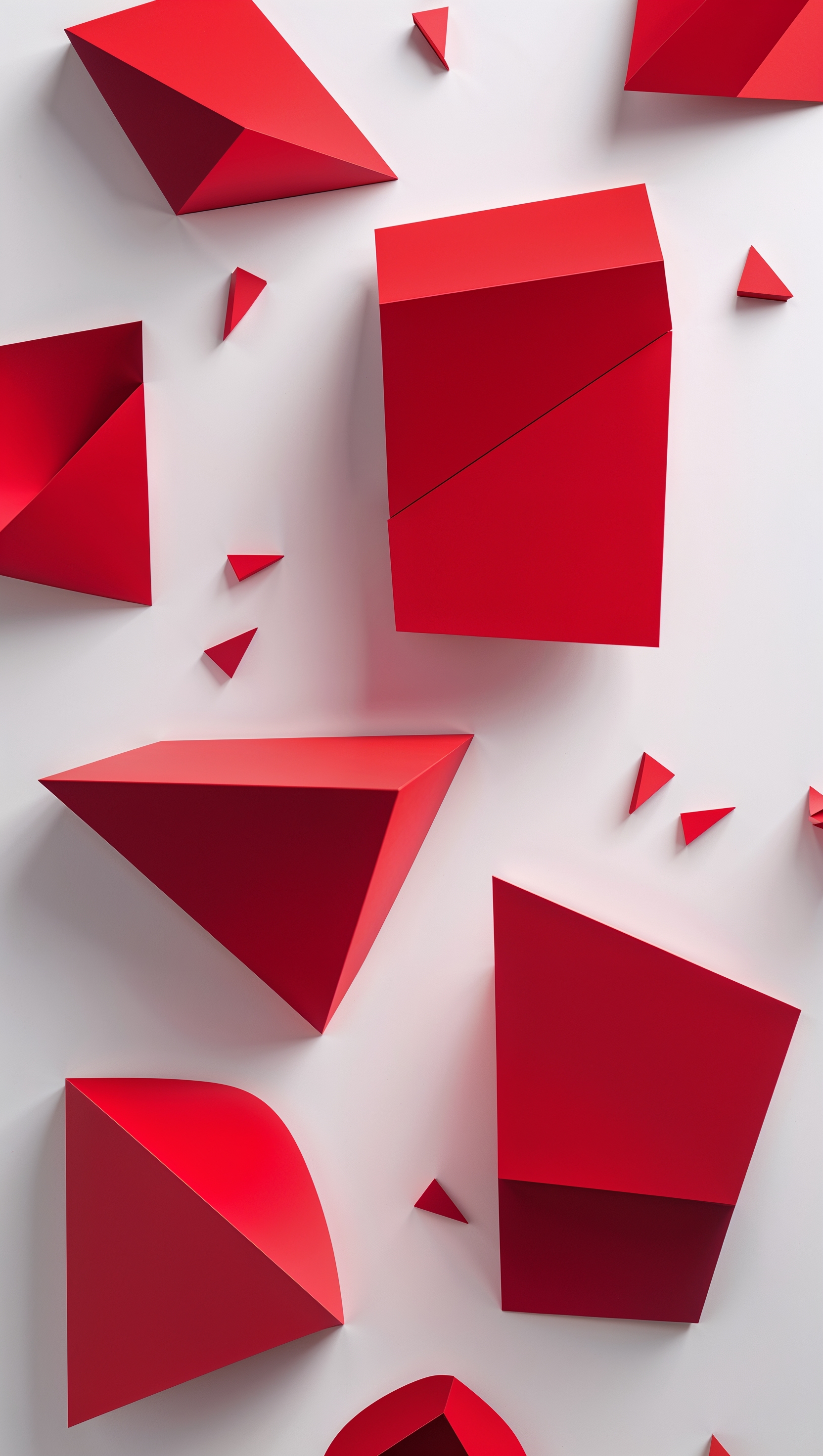 Modern abstract red shapes on white background, minimal aesthetic
