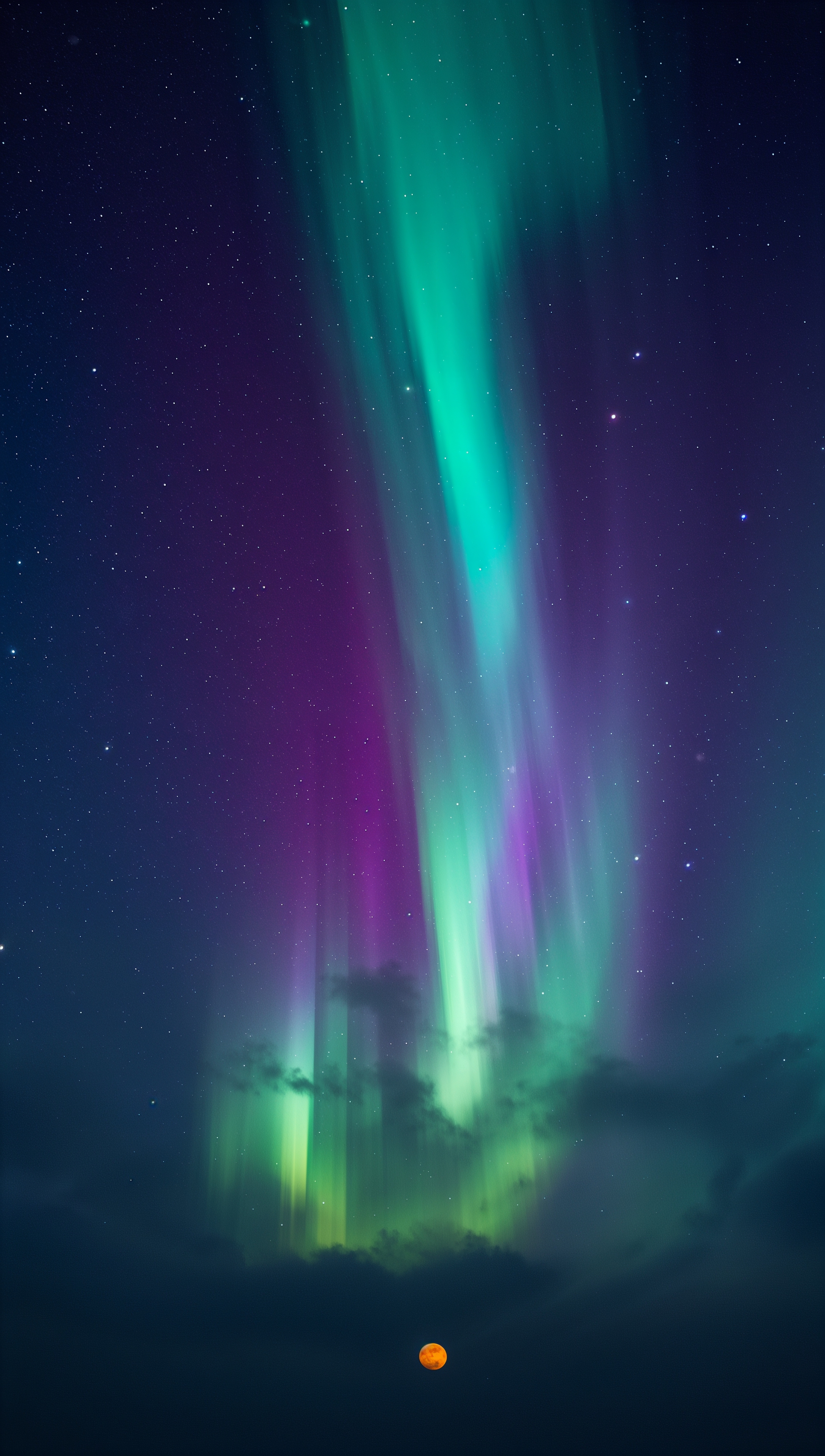 Moon iPhone wallpaper – aurora lights and moon