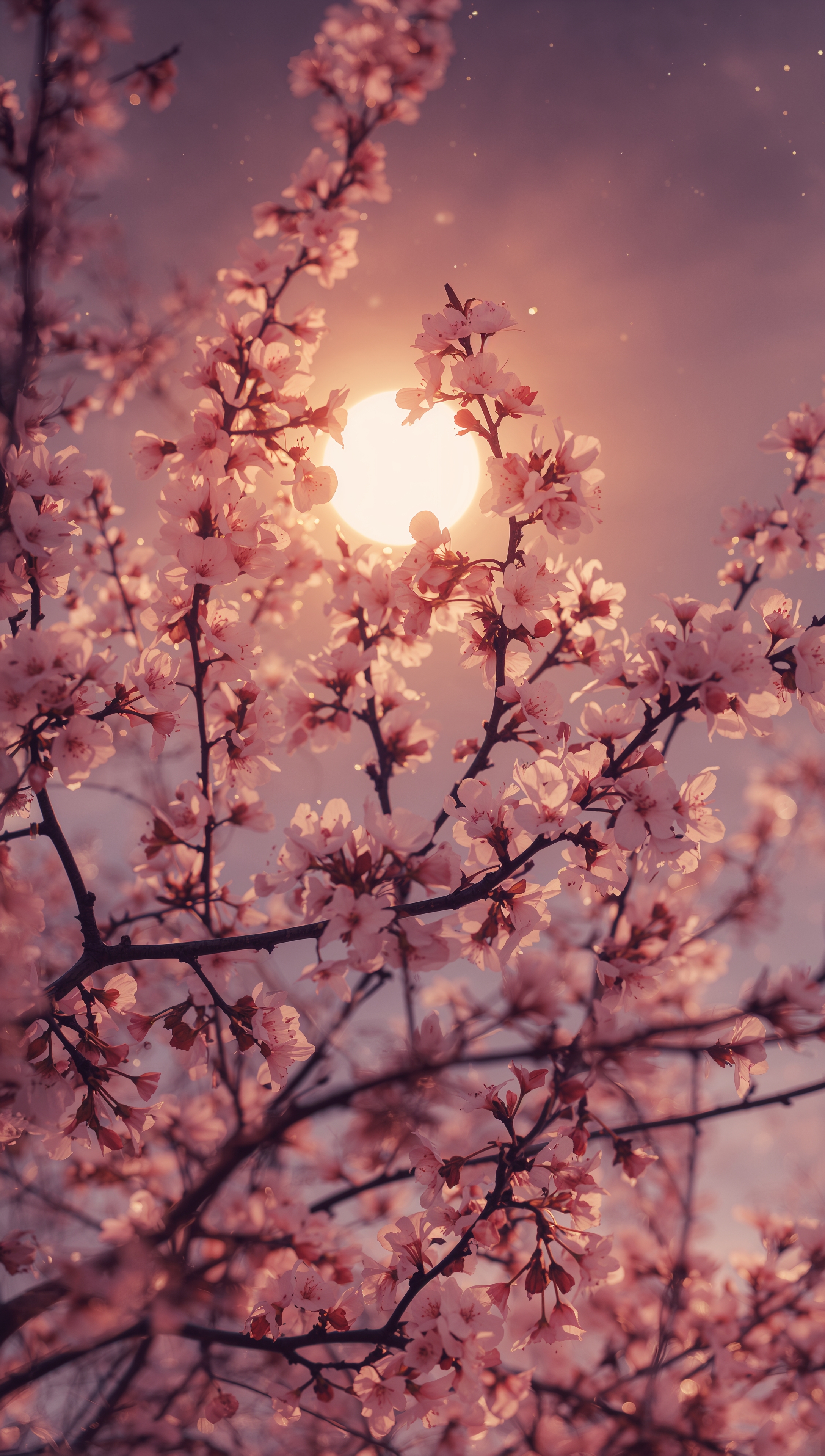 Moon iPhone wallpaper – moon and cherry blossom night