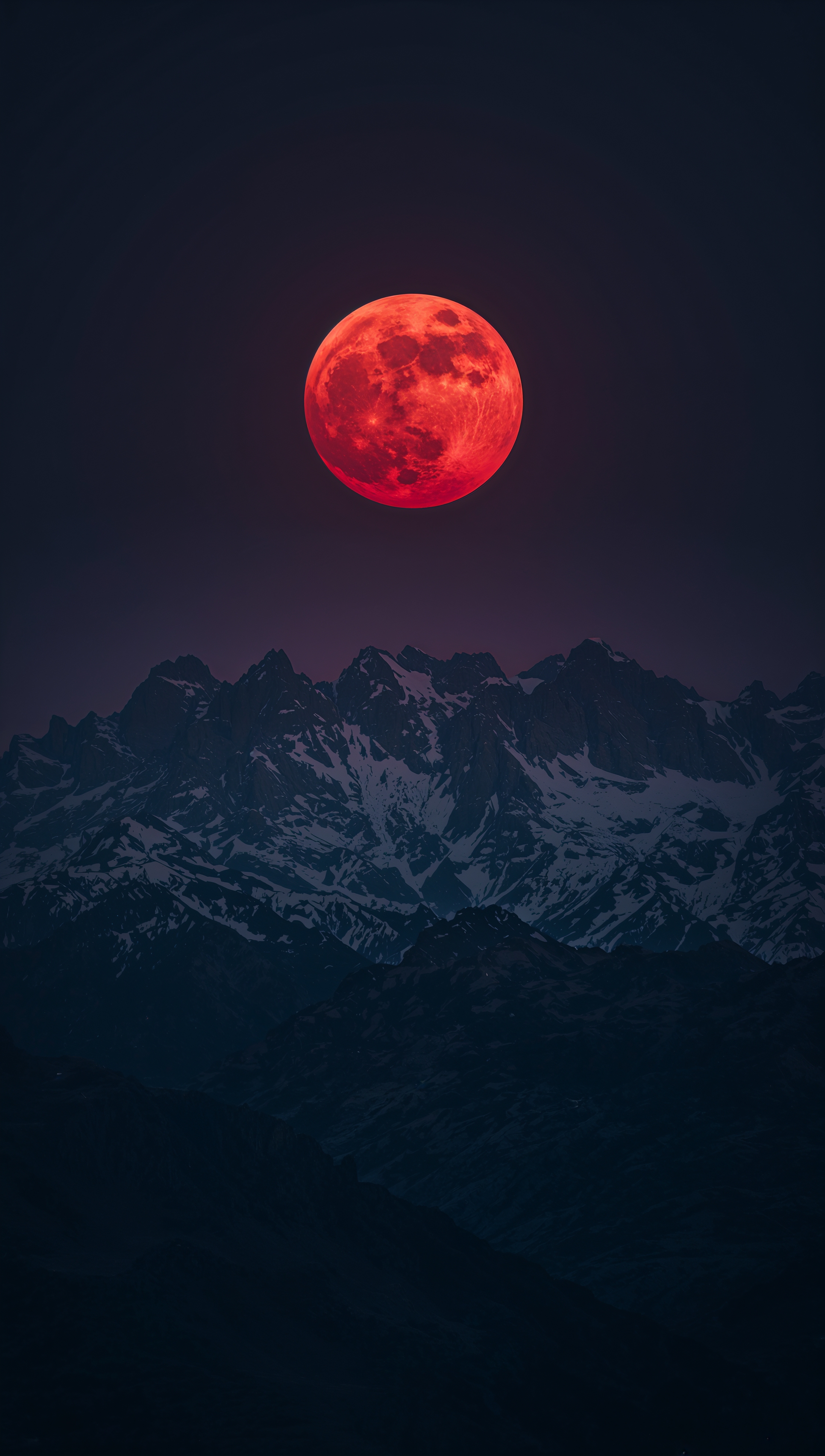 Moon iPhone wallpaper – blood moon over mountains