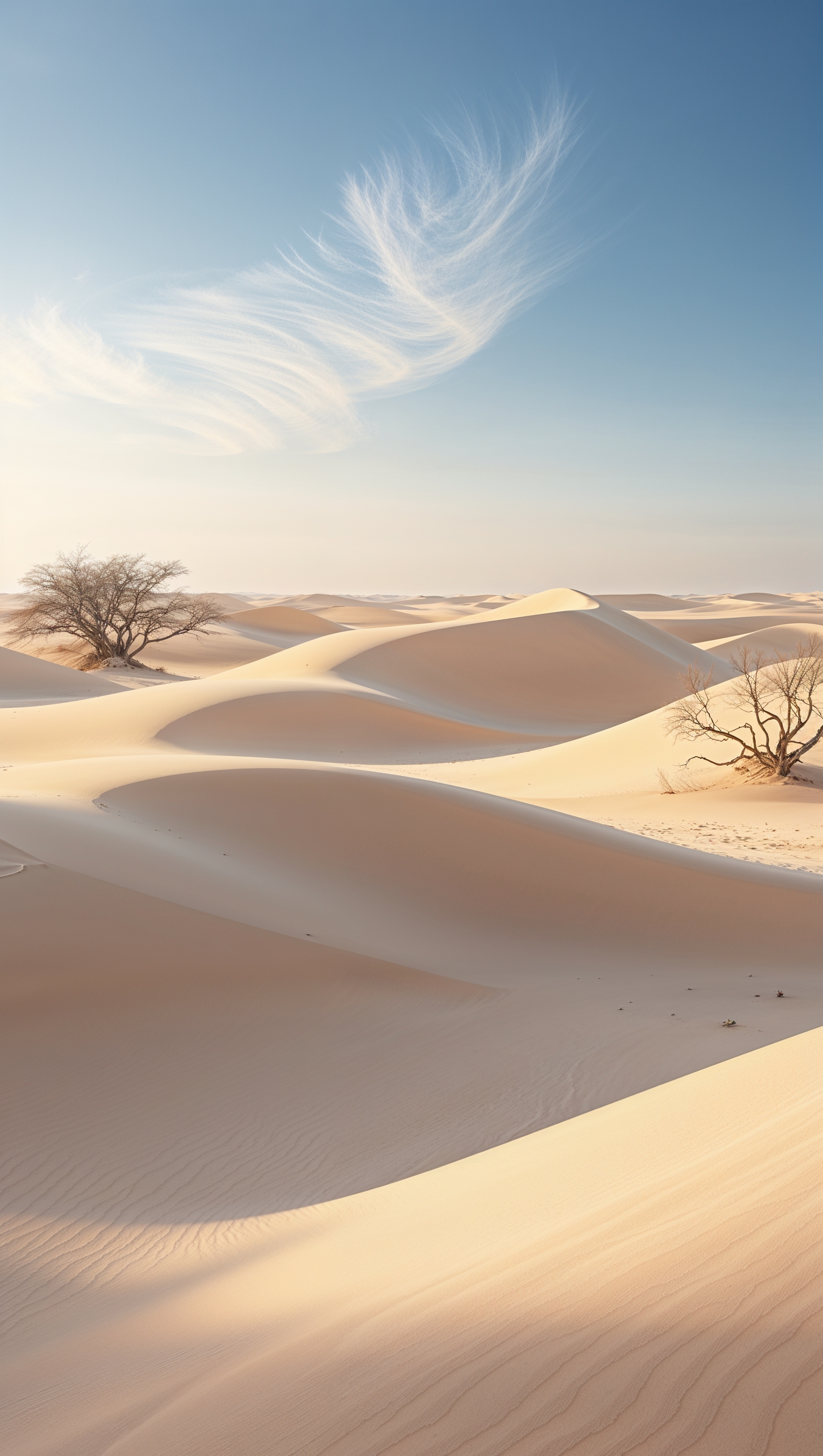 Aesthetic minimal desert landscape with soft dunes