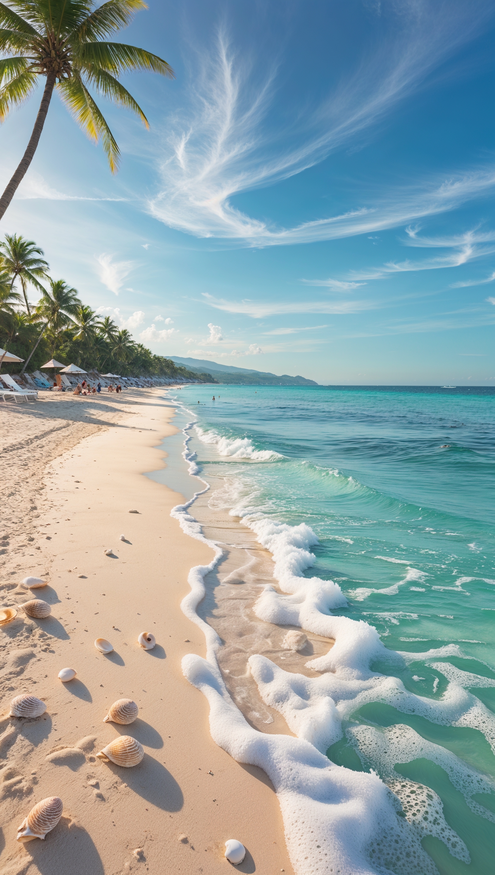 Peaceful beach with soft sand and gentle waves