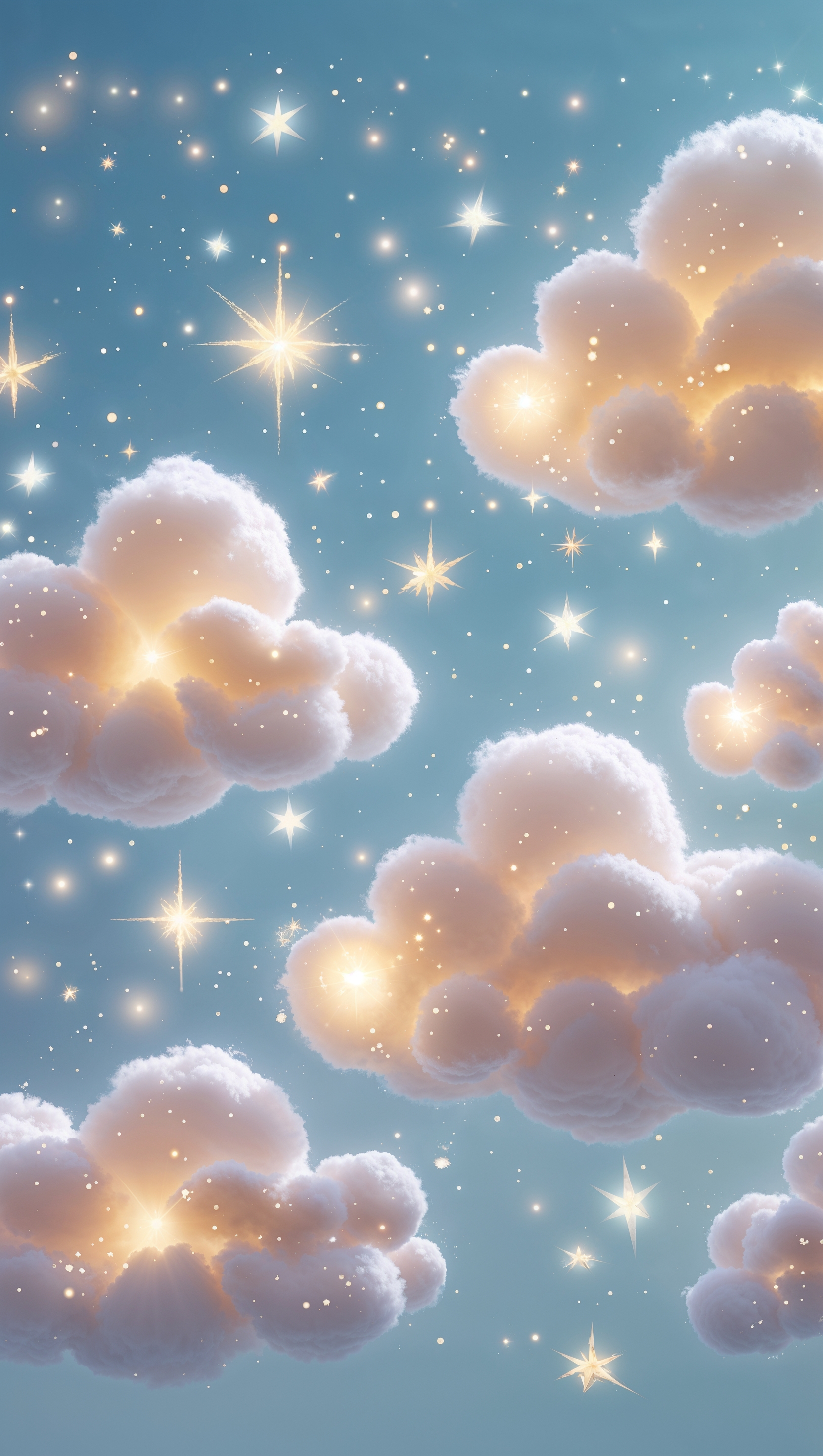 Cute aesthetic clouds with stars and sparkles