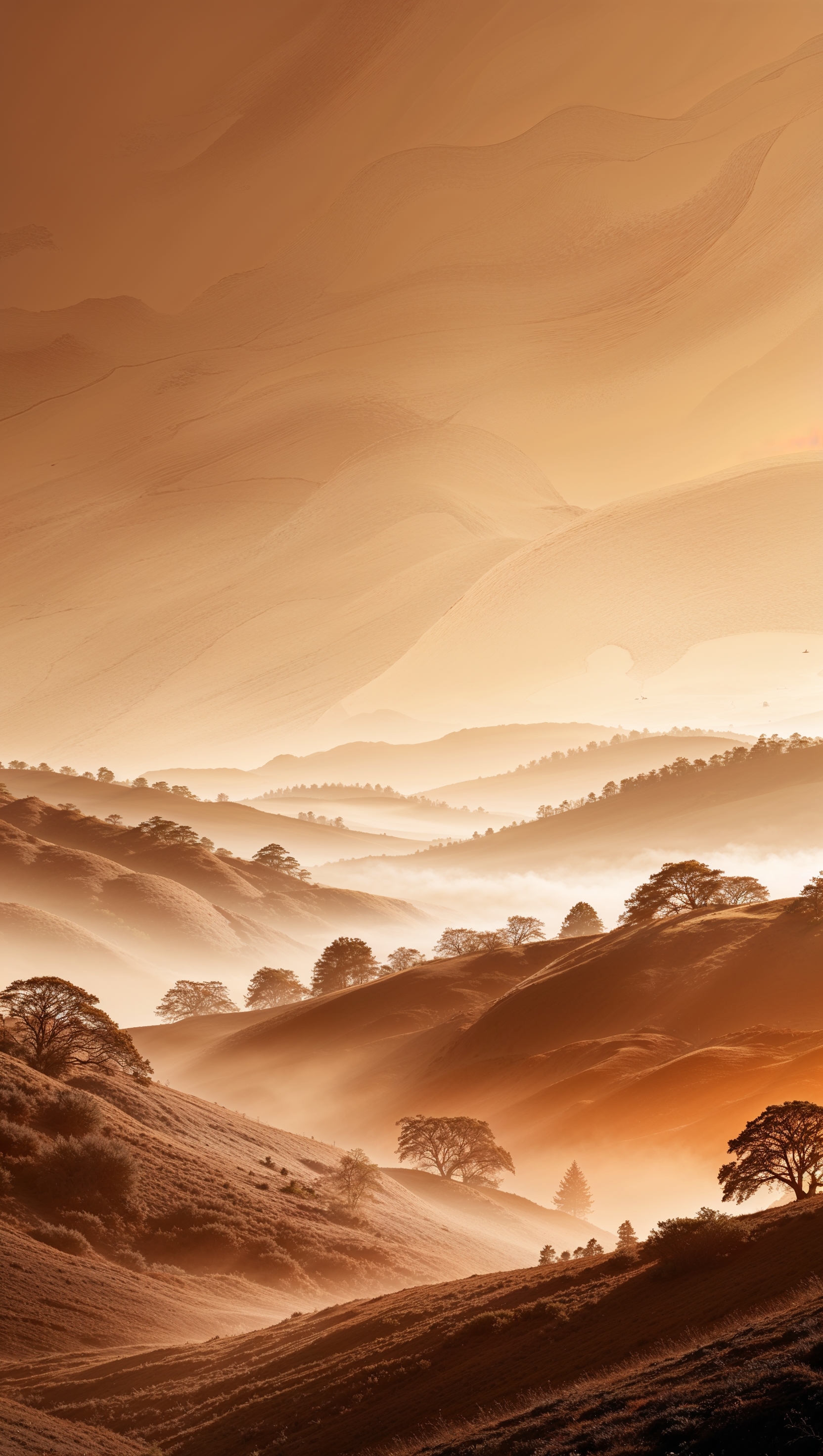 Monochrome landscape in warm sepia tone