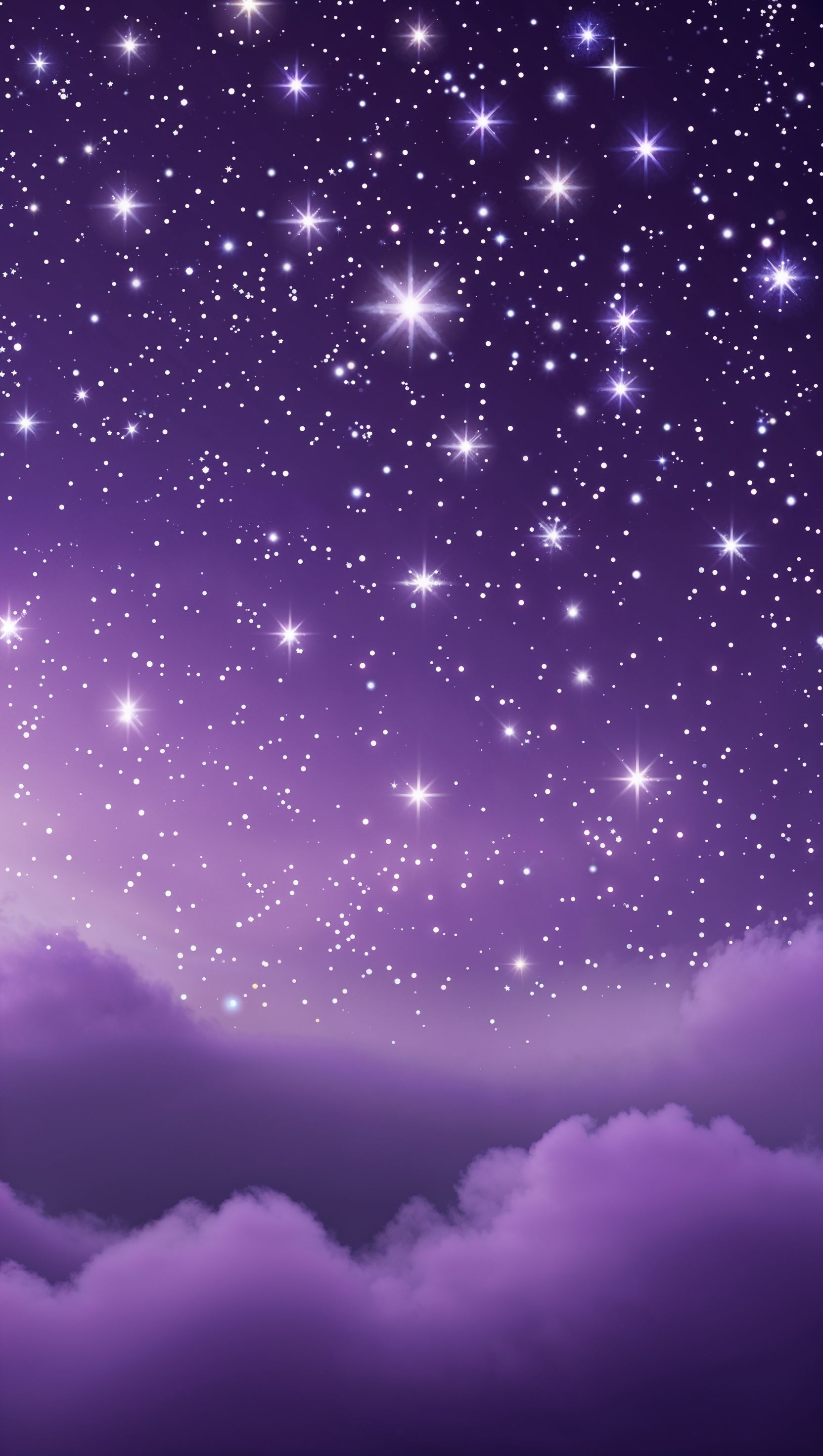 Calming night sky full of stars in purple tones