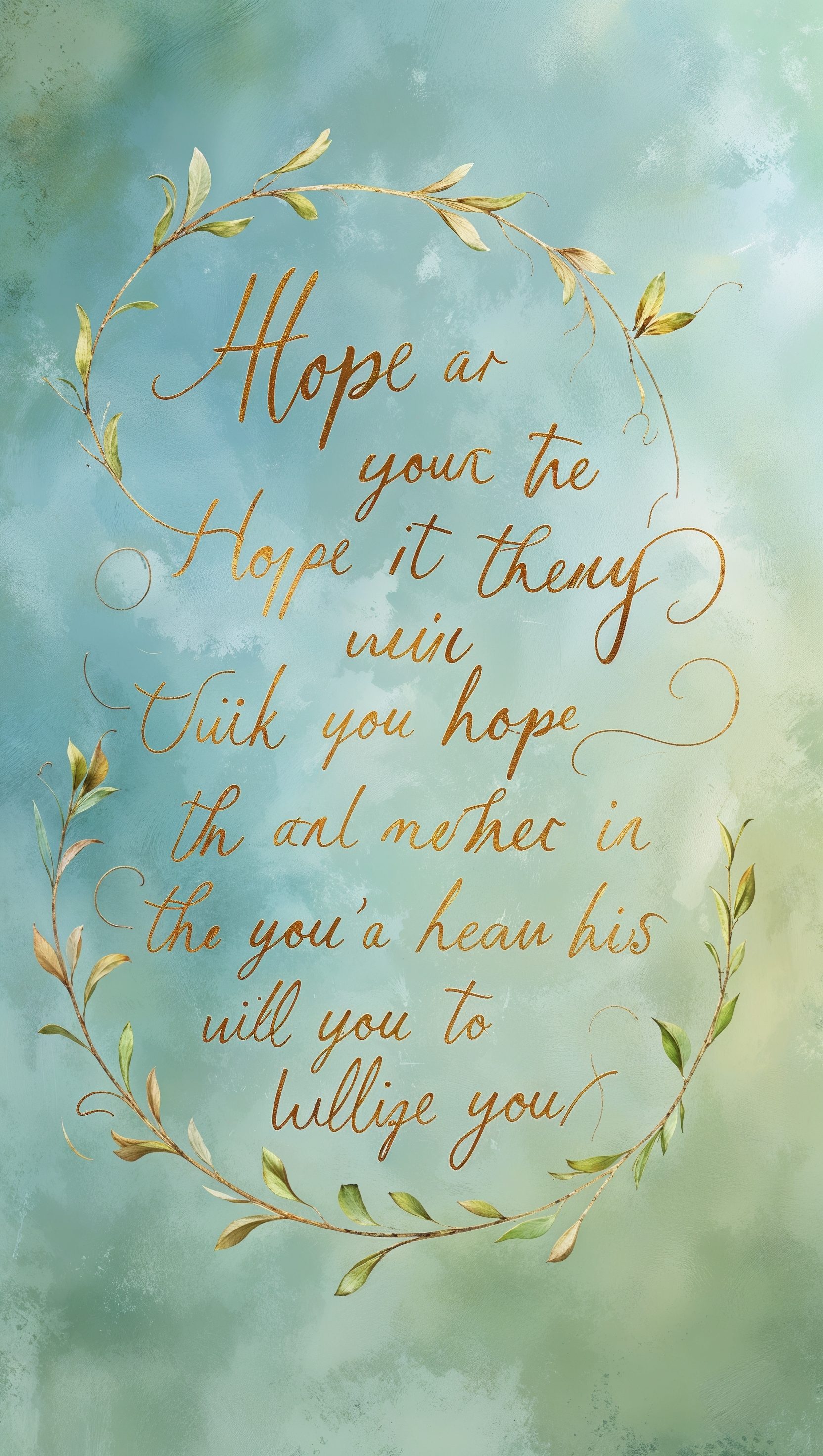 A short quote about hope with pastel blue and green tones