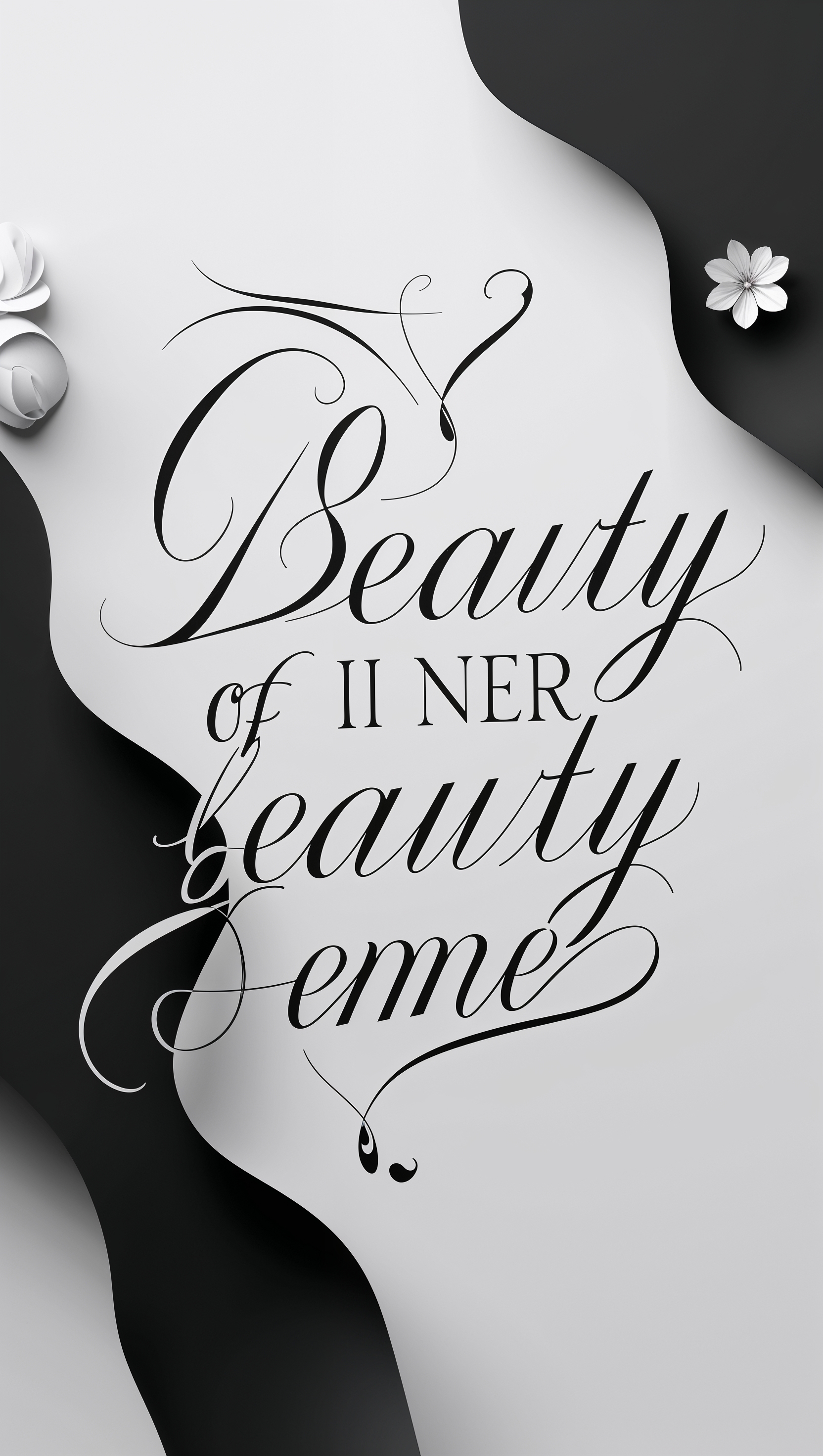 A quote about inner beauty with a minimalist black and white design