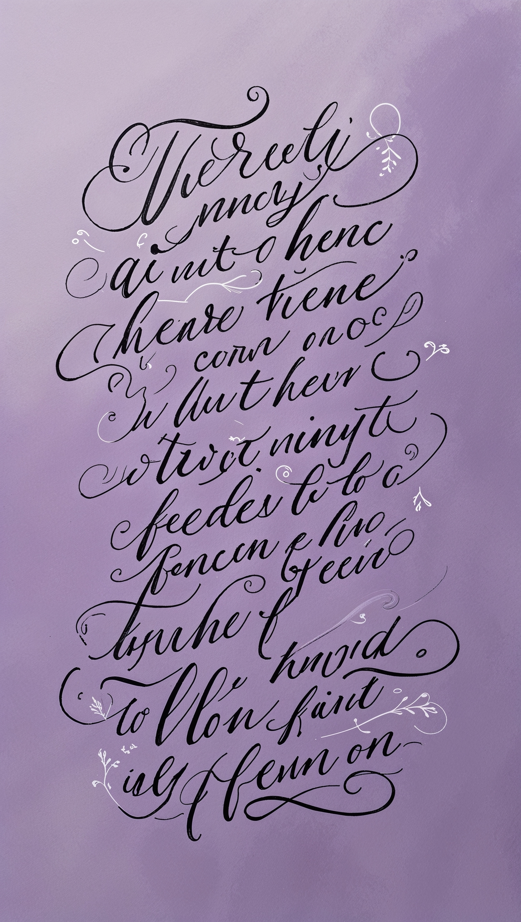 A beautiful handwritten quote on a plain lavender background