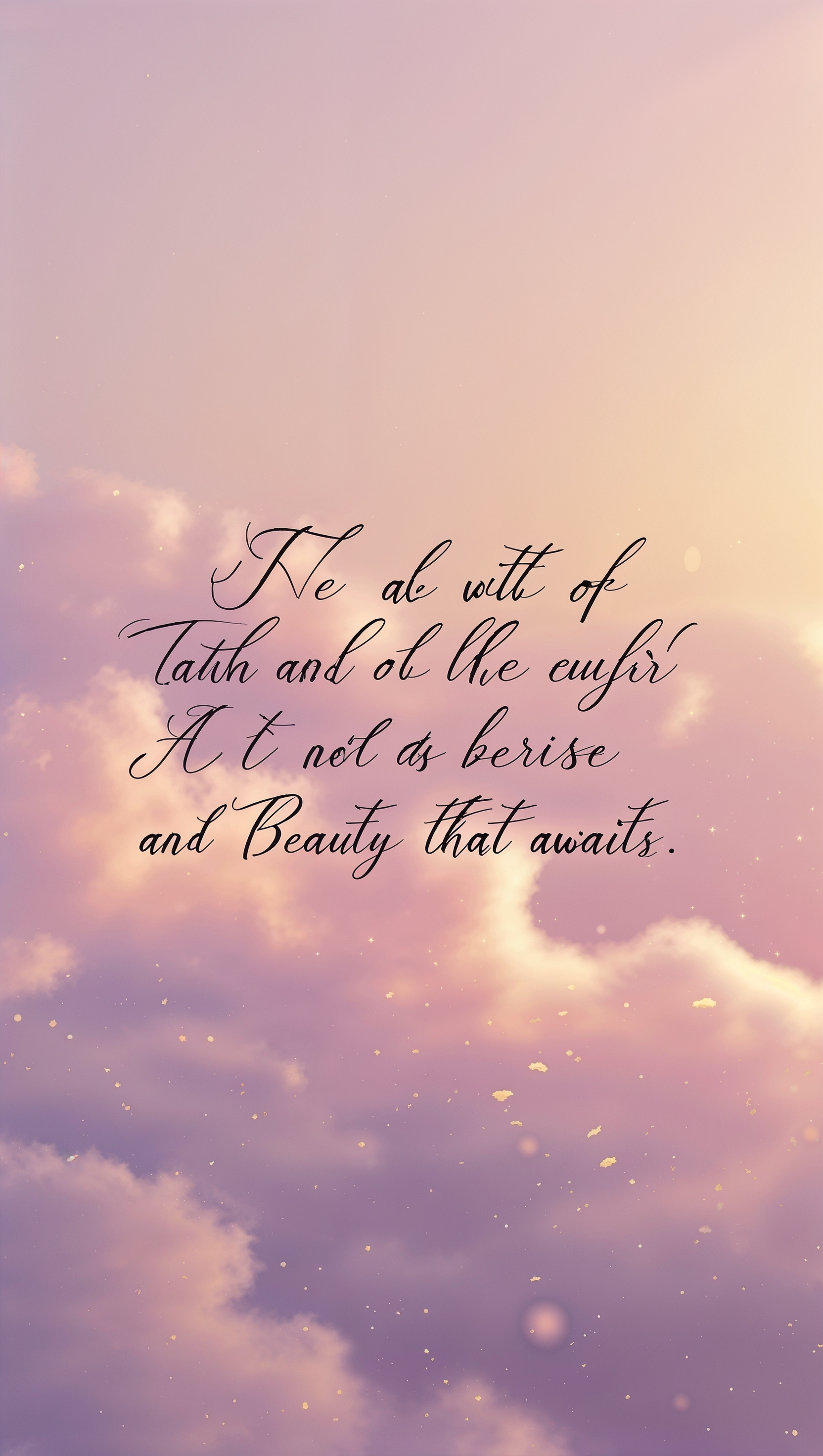 A quote about new beginnings on a dawn-colored background