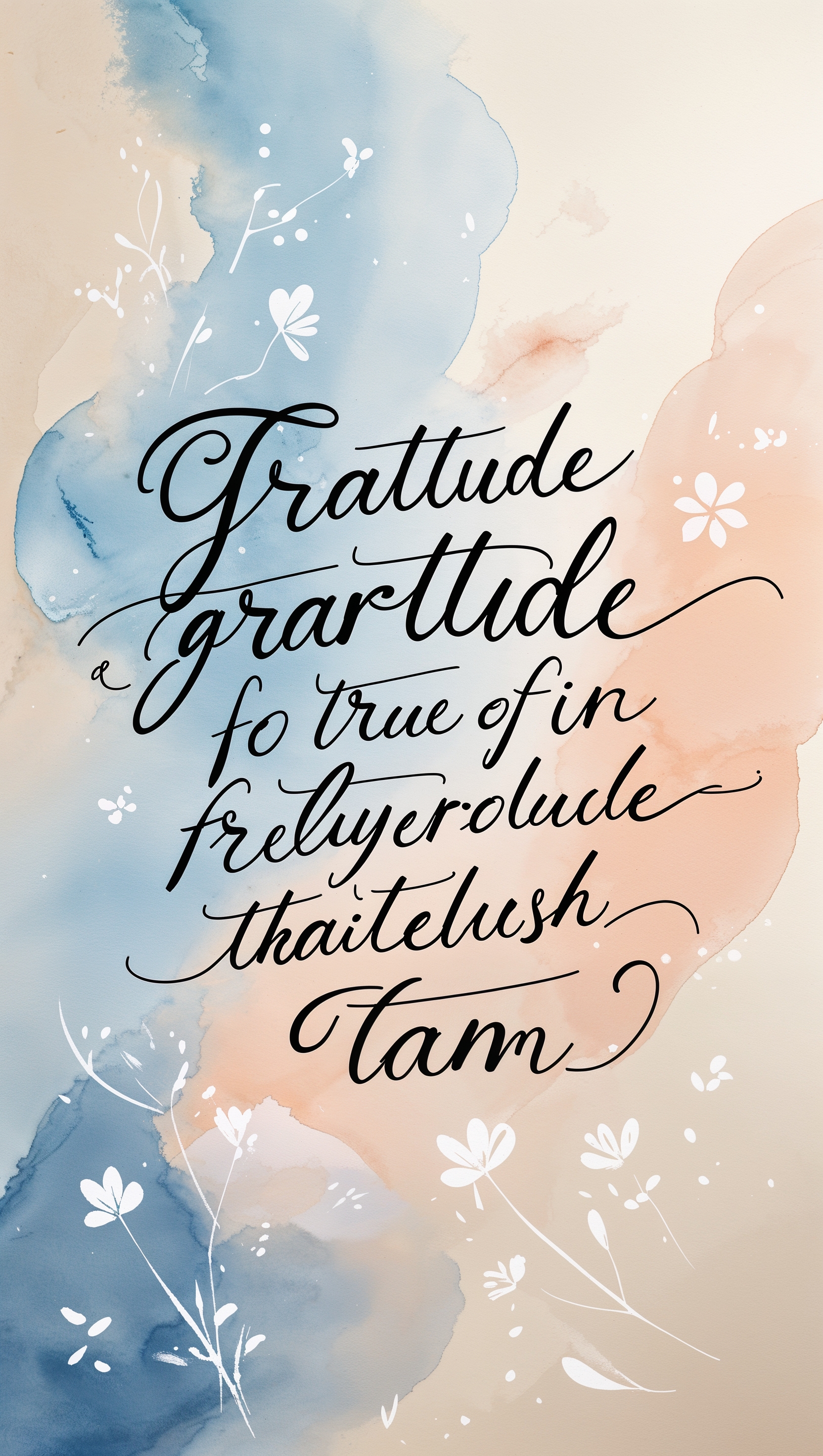 A gratitude quote with artistic watercolor design