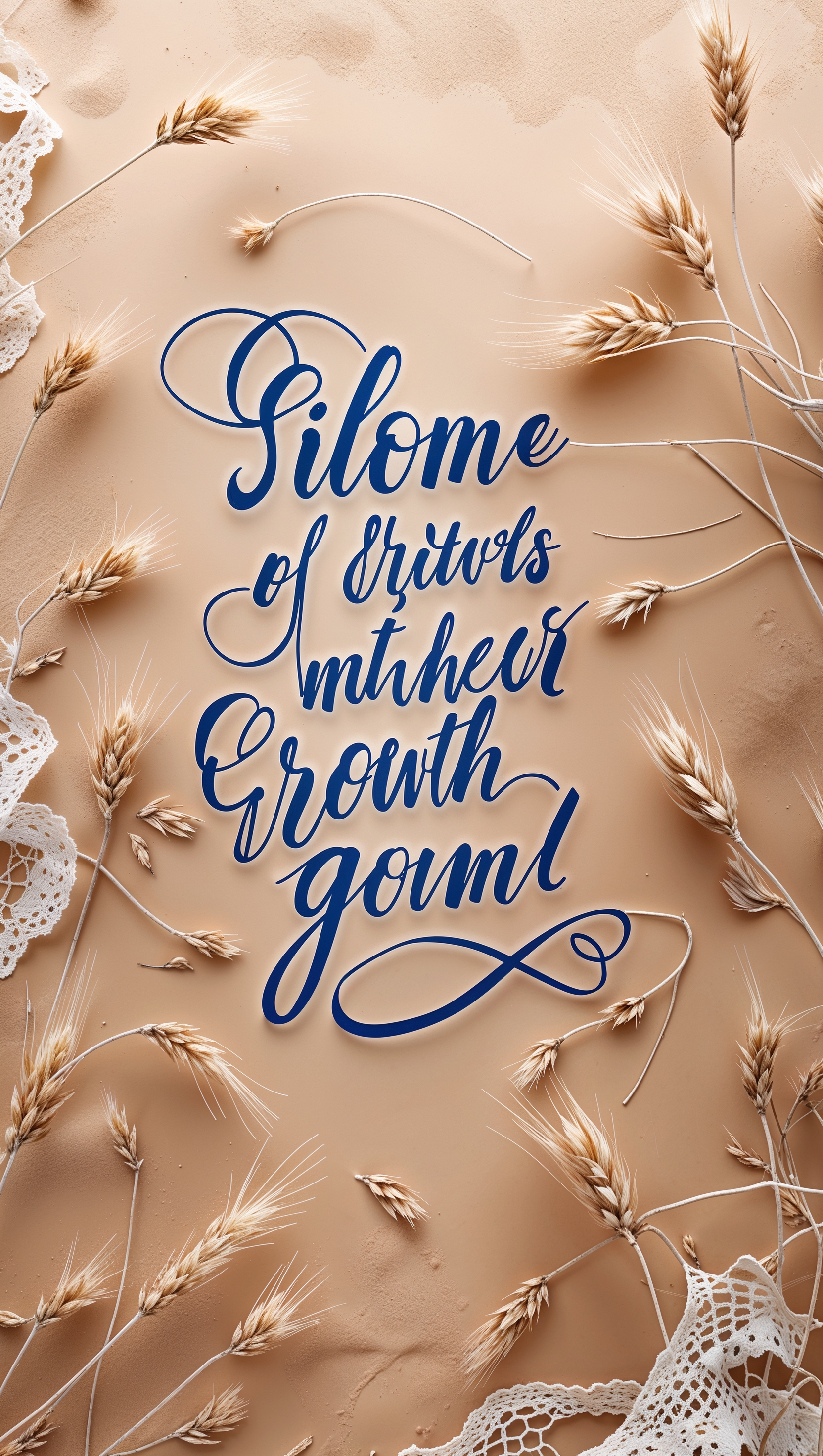 A personal growth quote on a sandy background with dried plants