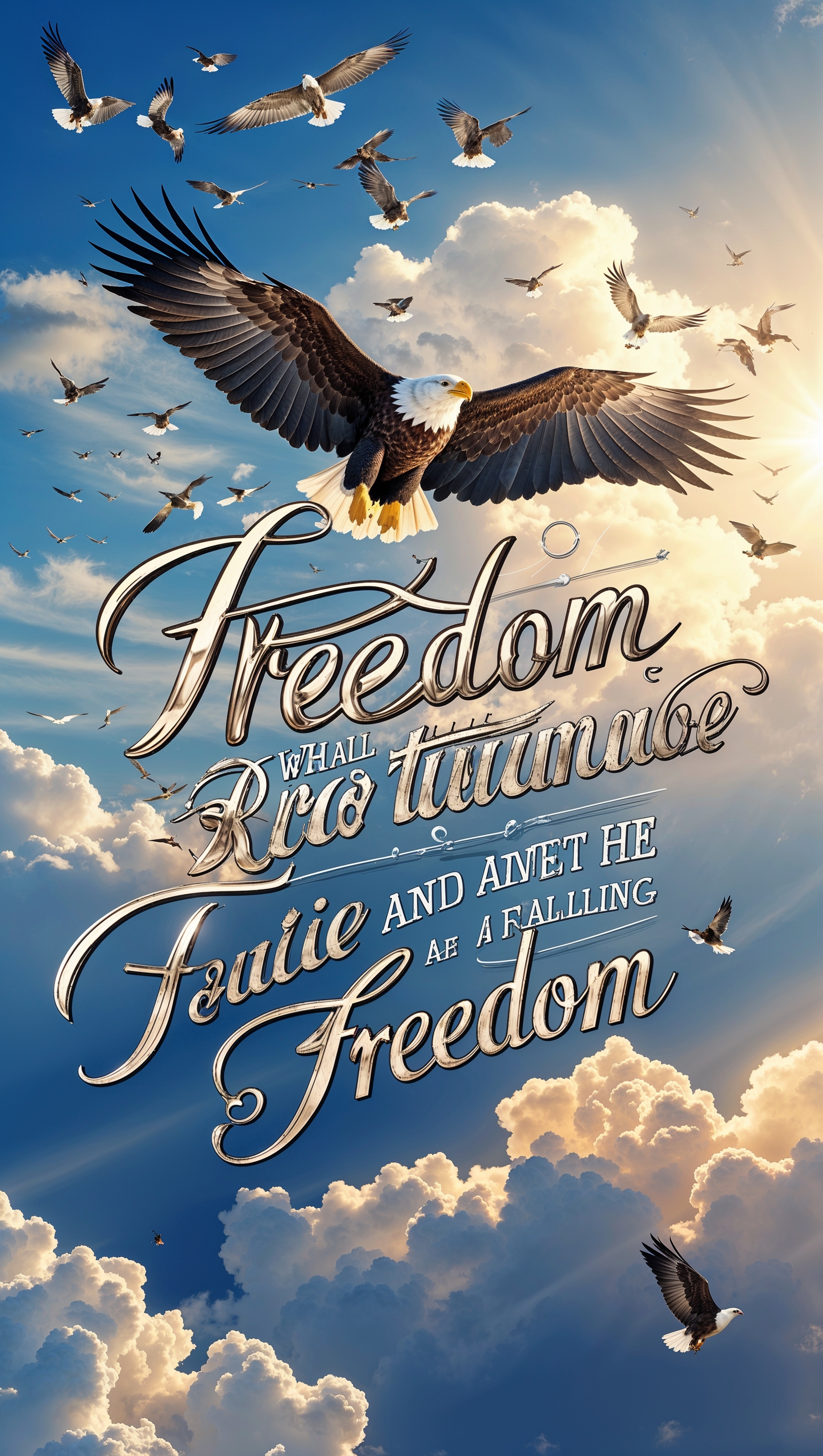 An inspiring quote about freedom with birds flying in the sky
