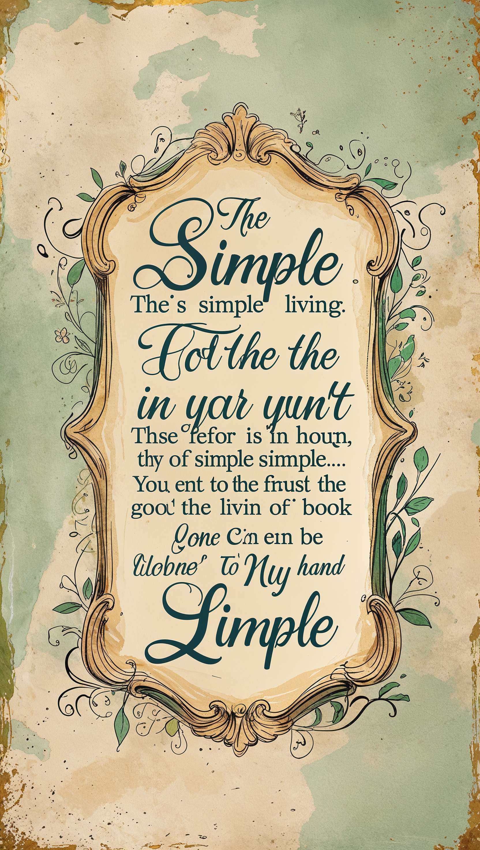 A quote about simple living with a vintage-style design