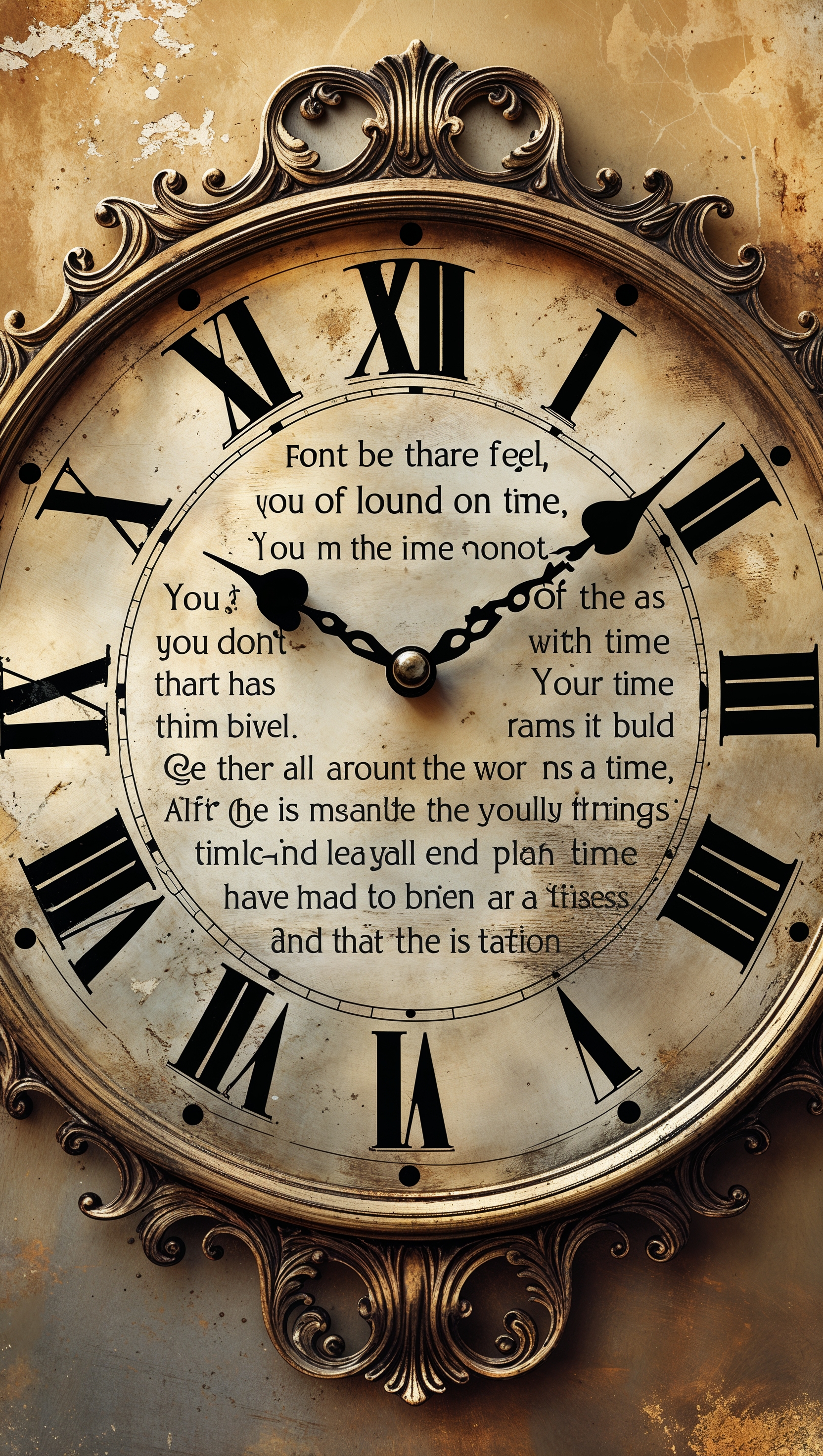 A quote about time with a vintage clock design