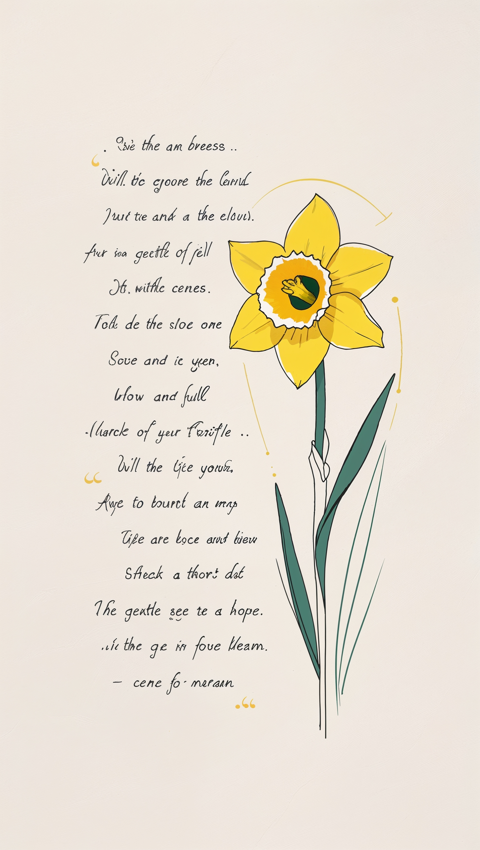 A poetic quote with a simple daffodil design