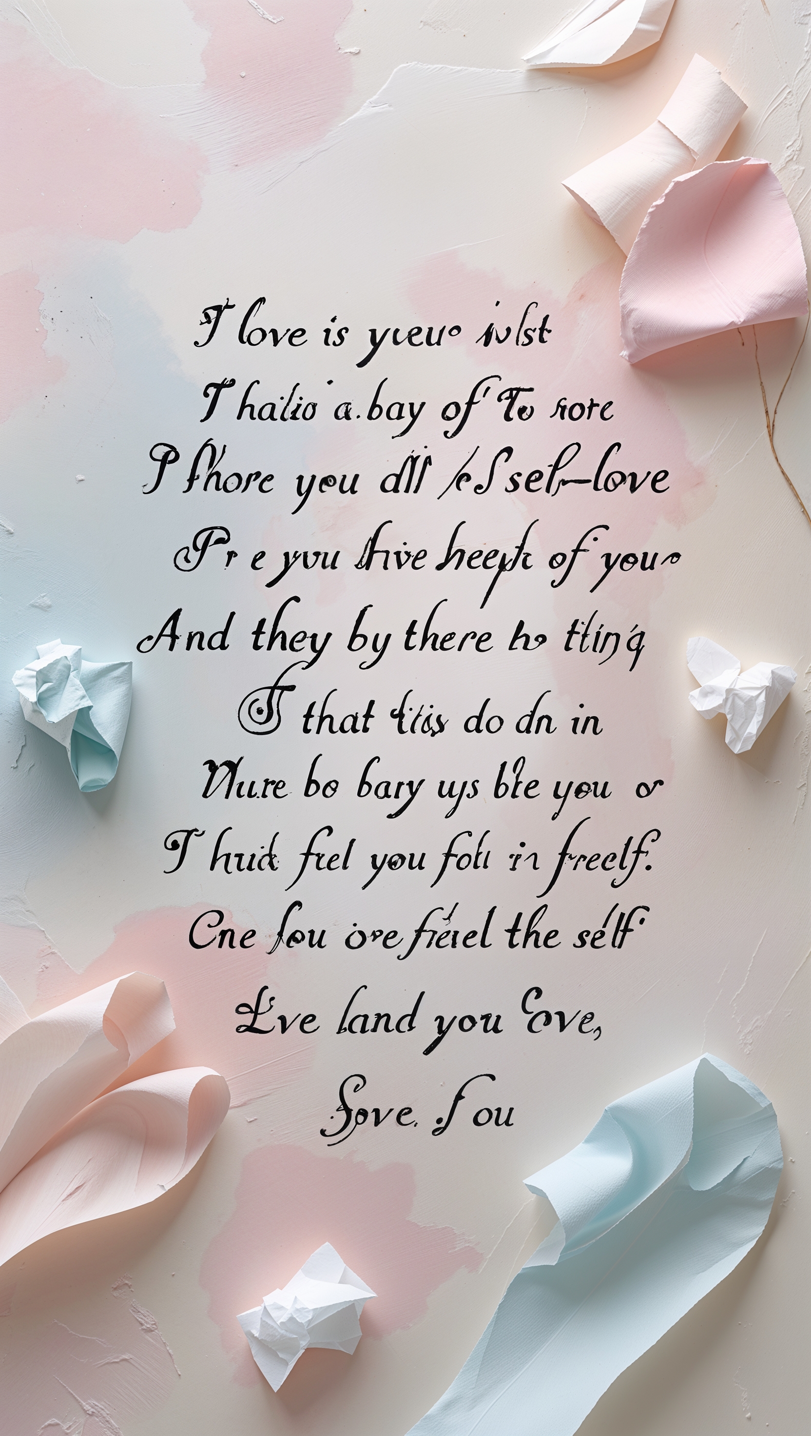 A quote about self-love with delicate font and soothing colors