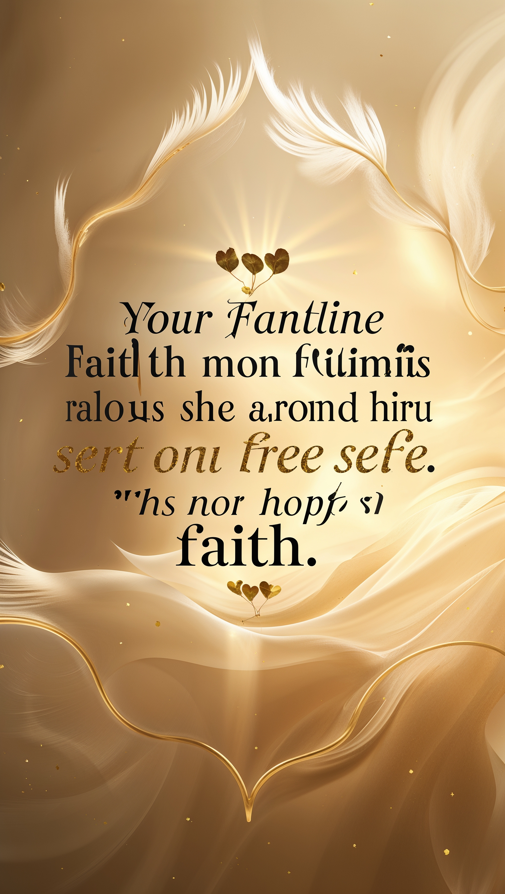 An inspiring quote about faith with a glowing golden background