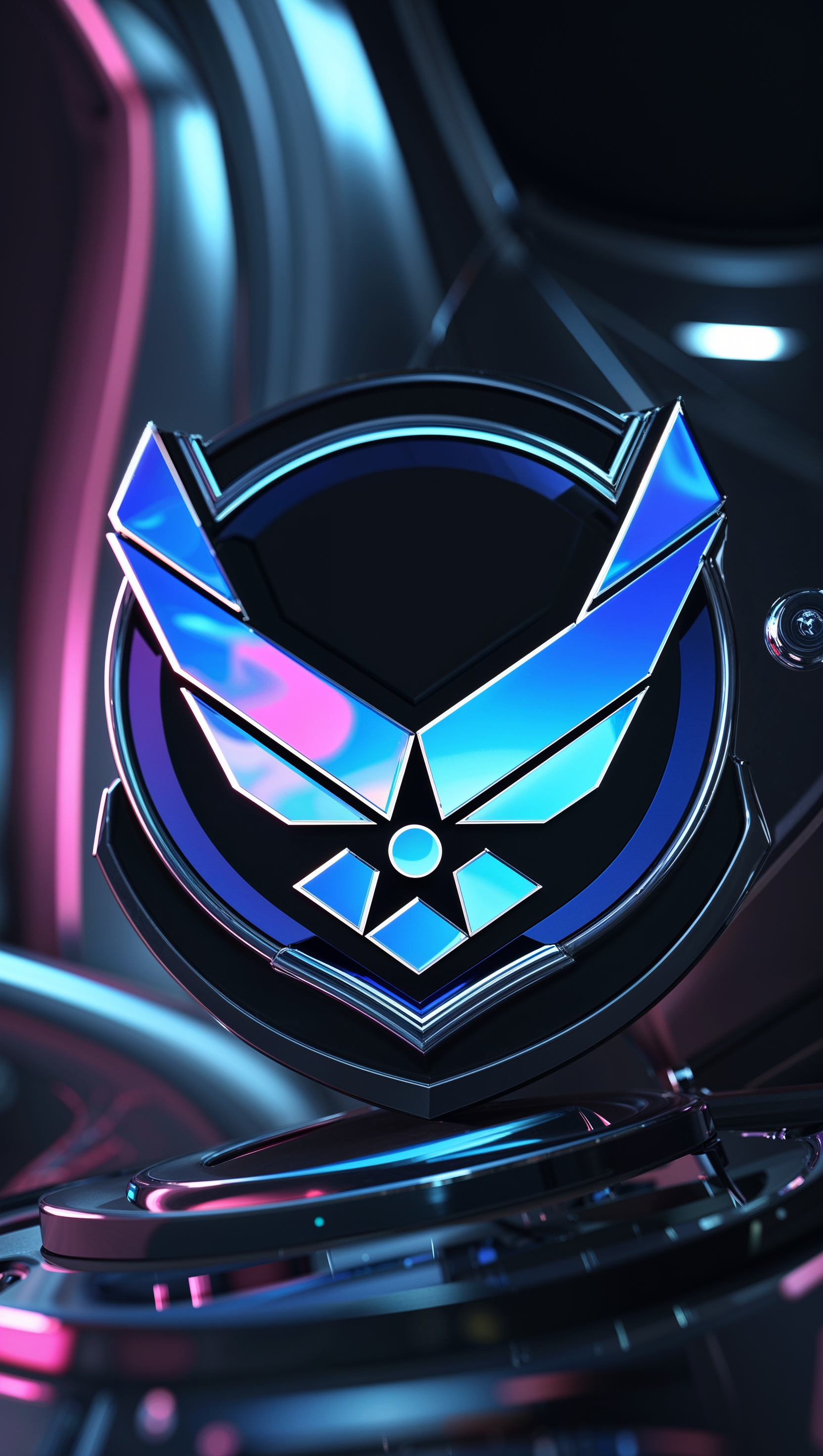 Air force logo with chrome and neon effects — iPhone wallpaper