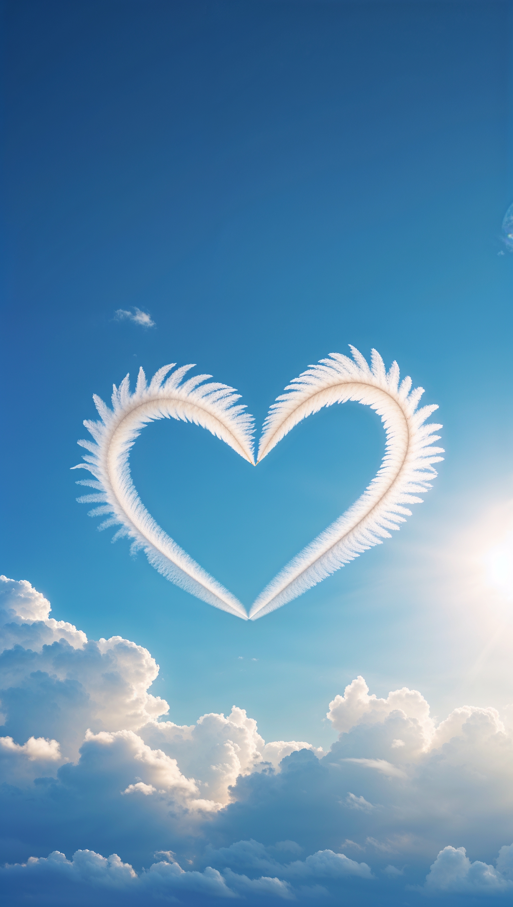 Jet trail forming a heart shape in the sky — iPhone wallpaper