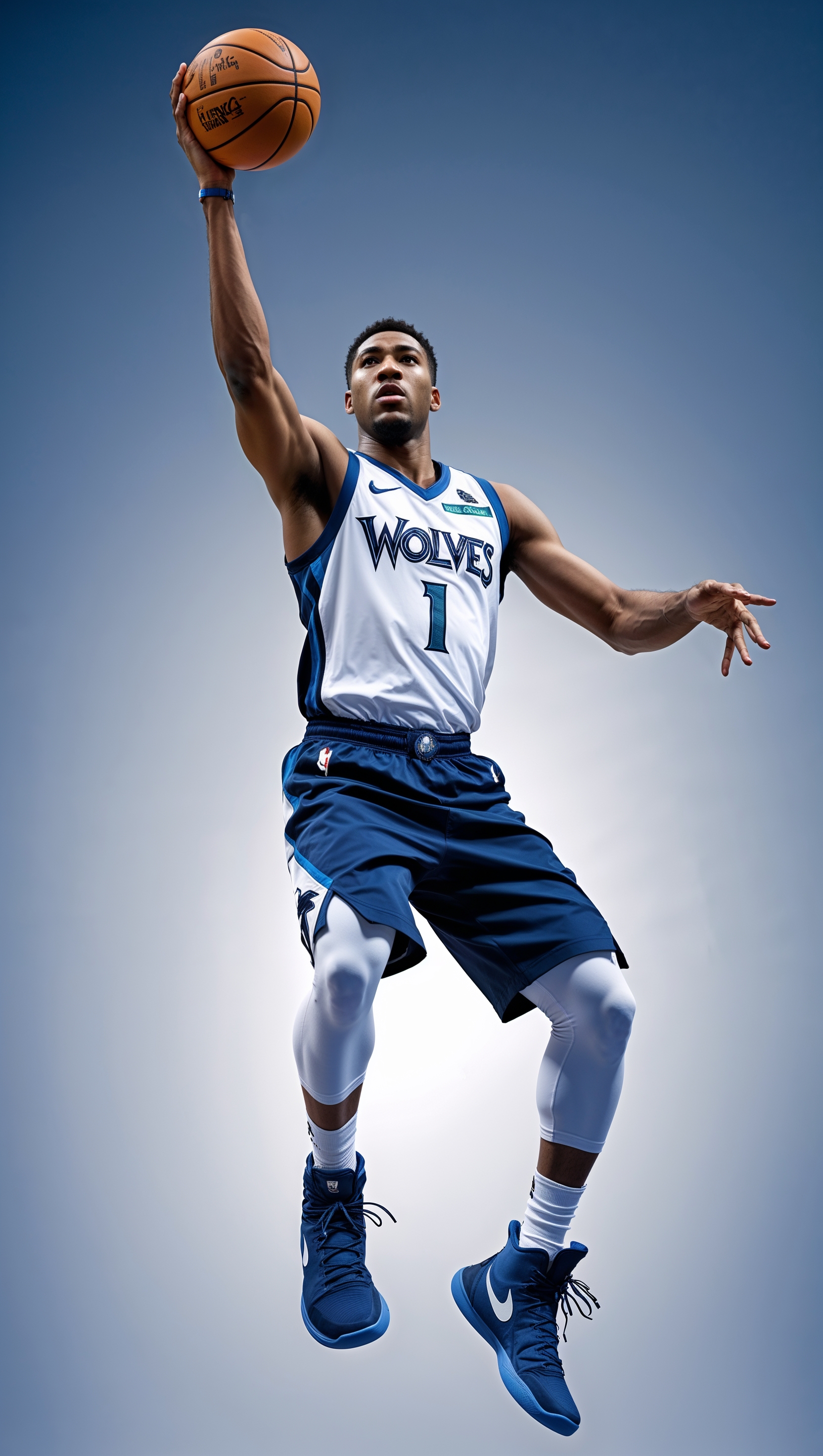 Anthony Edwards jumping for a three-point shot