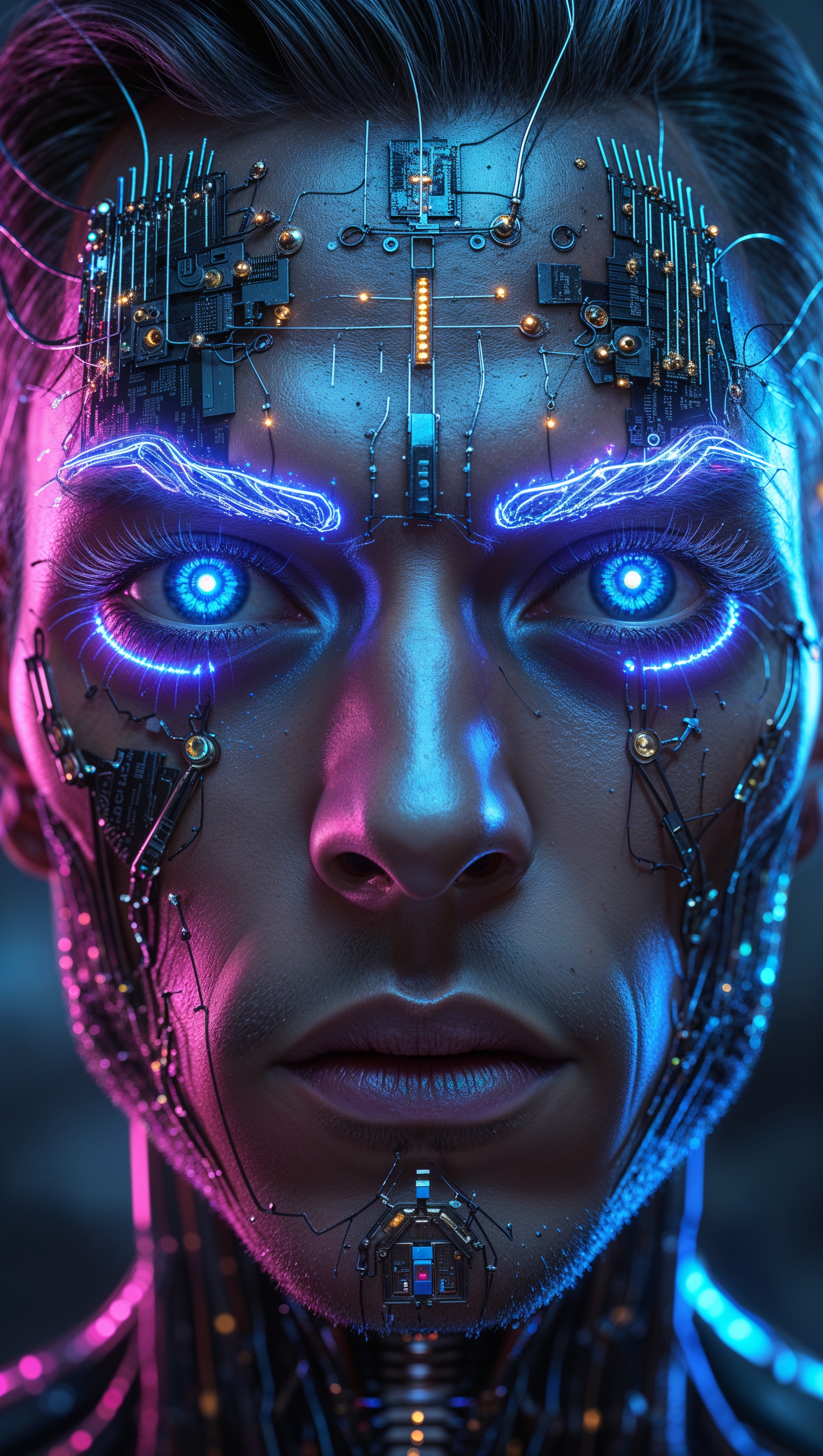 ortrait of Anthony Edwards with cyber effects