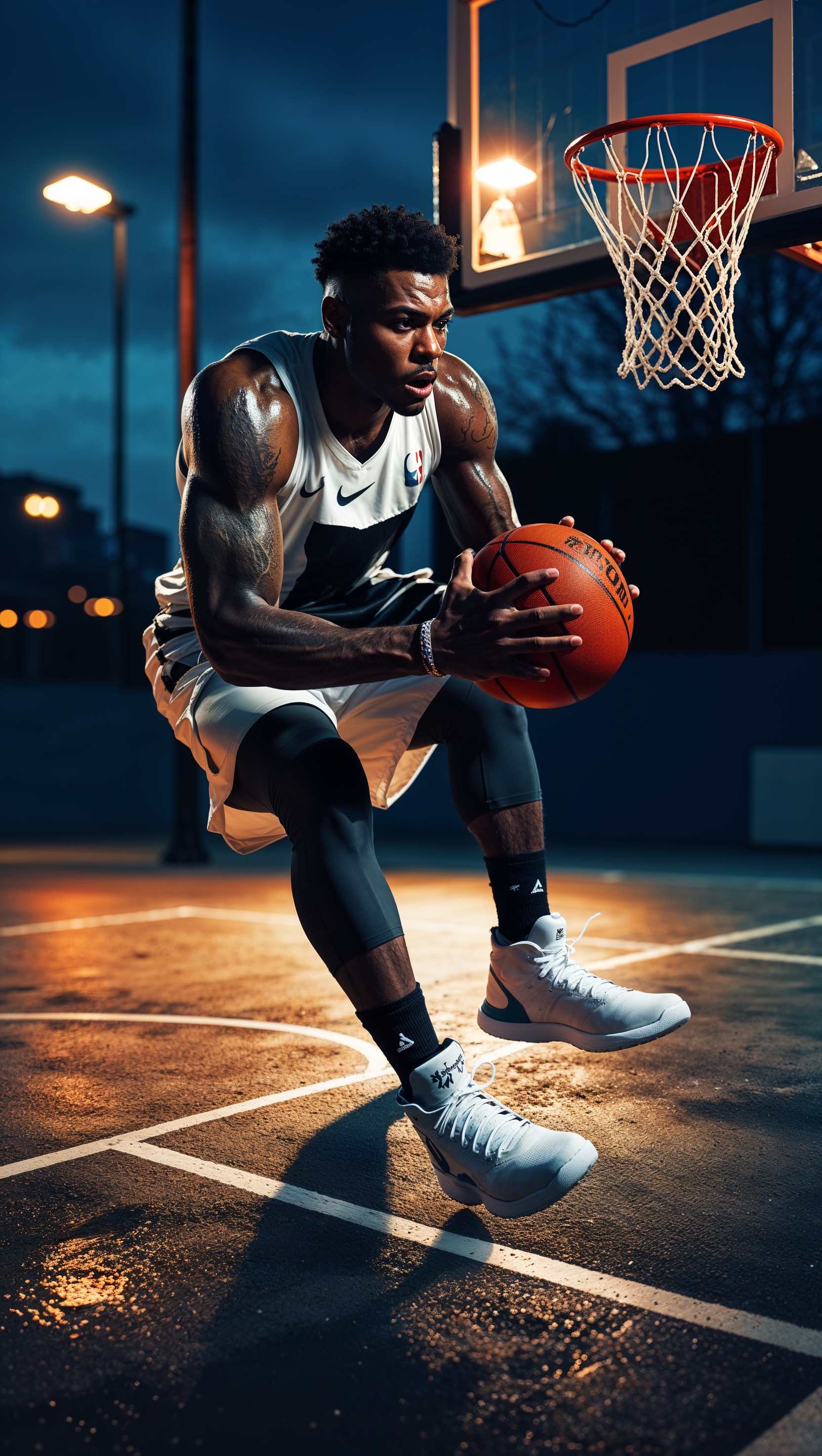 Anthony Edwards training at night with basketball