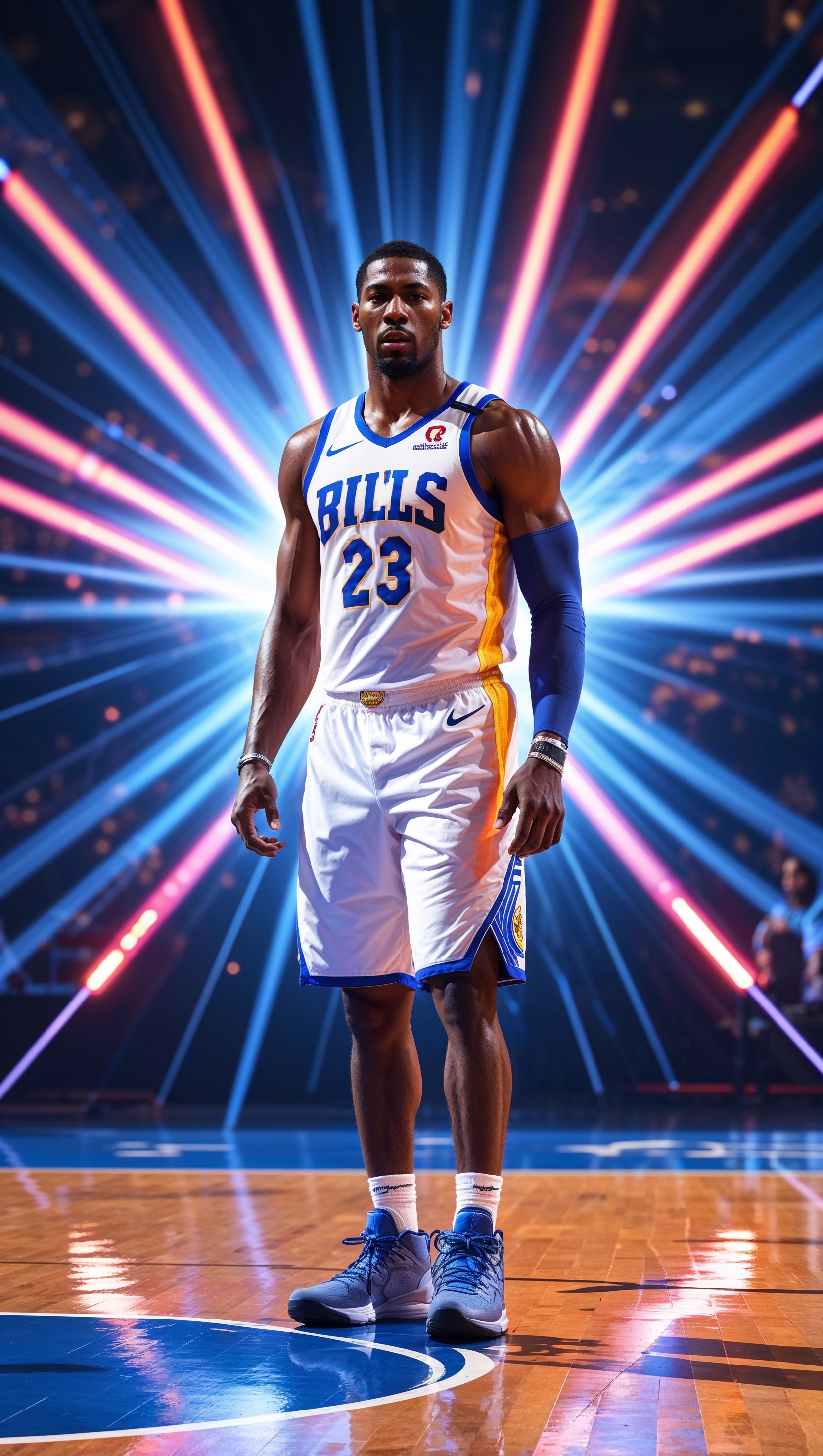 Anthony Edwards on court with lighting effects