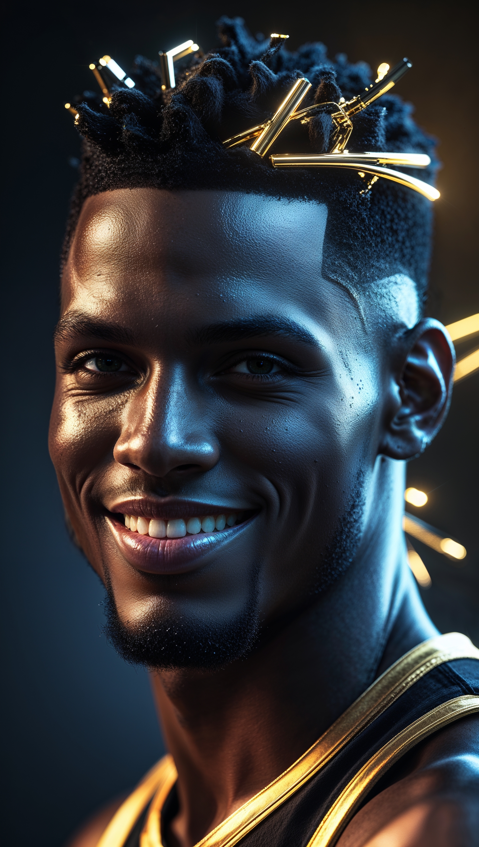 Anthony Edwards with black and gold effects