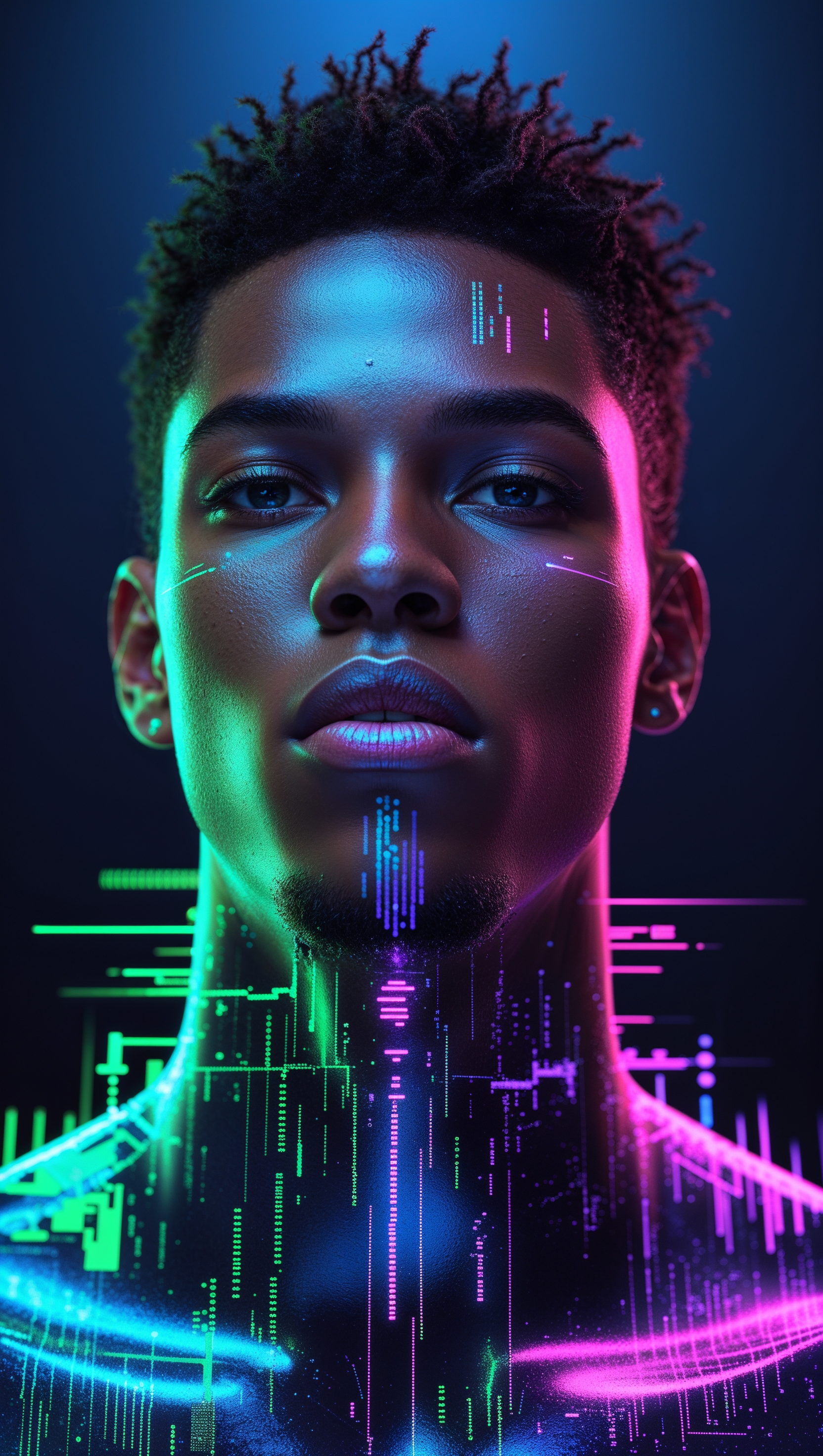 Anthony Edwards with modern digital glitch effects