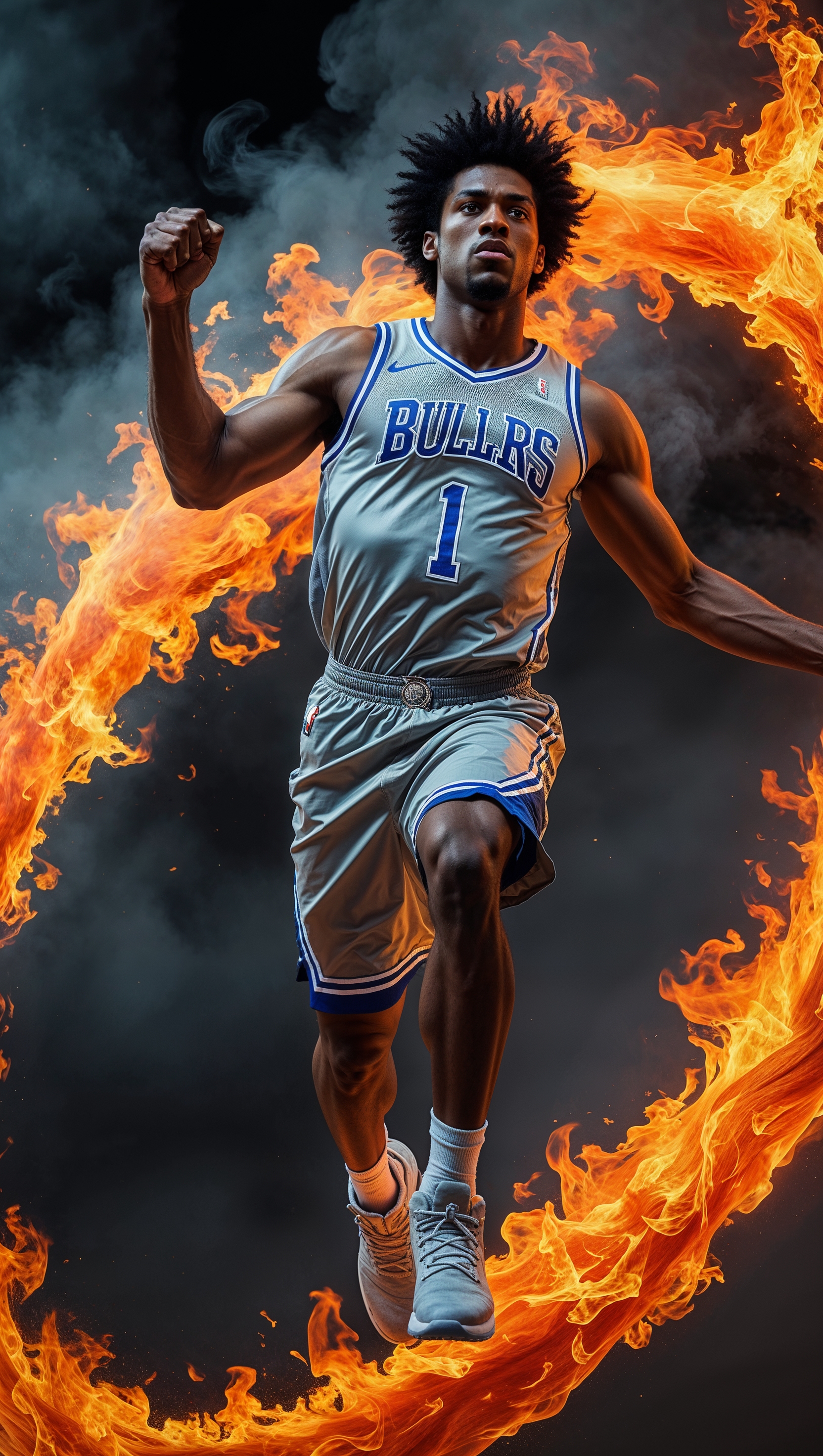 Anthony Edwards jumping through flames