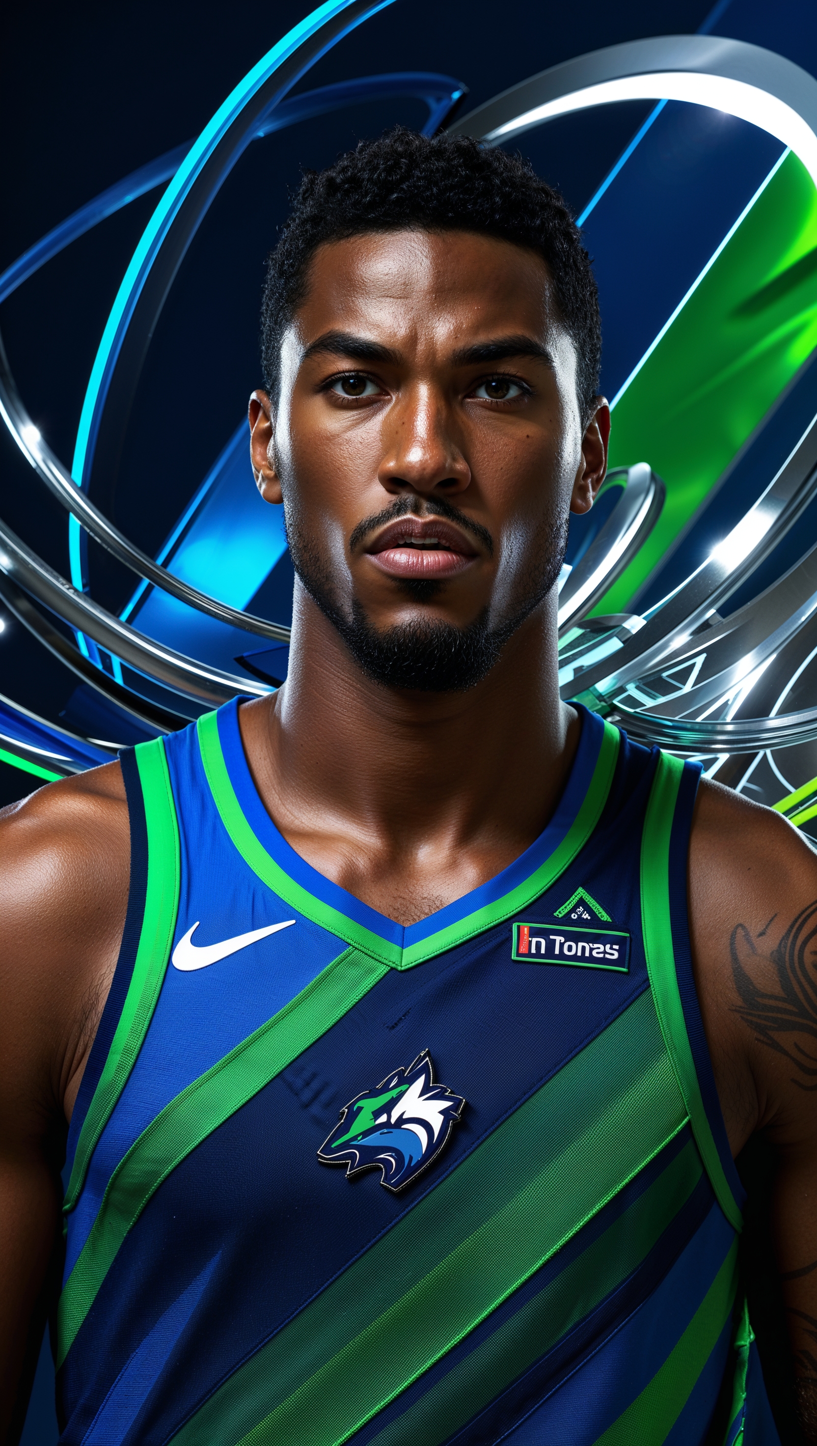 Anthony Edwards in Minnesota jersey with graphic design