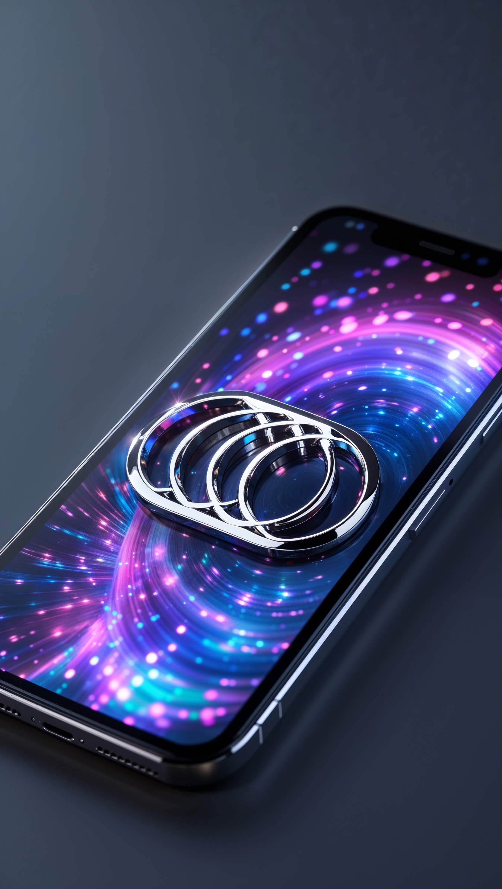 iPhone background with Audi logo next to colorful lights