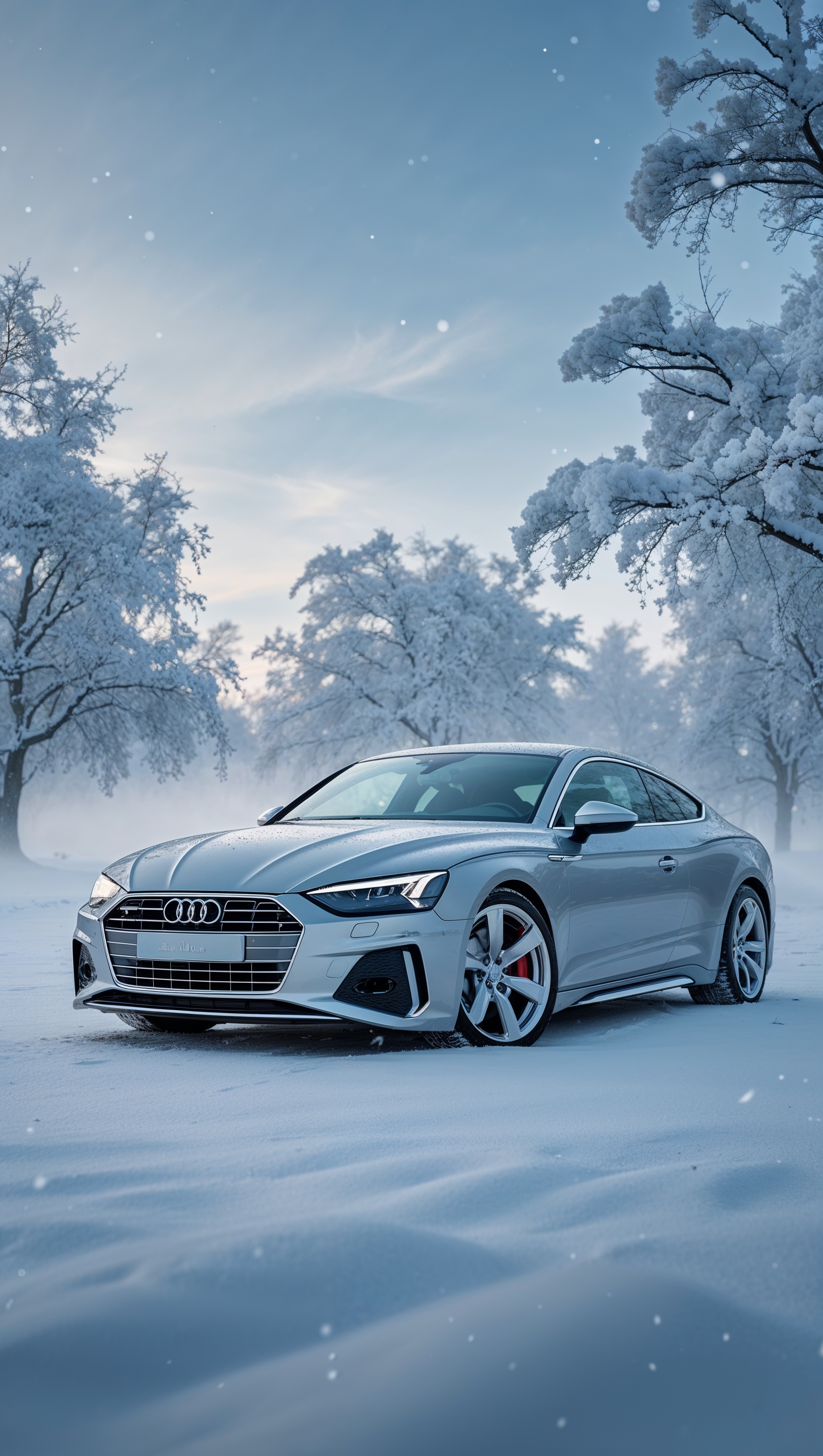 Audi car in snow for iPhone background