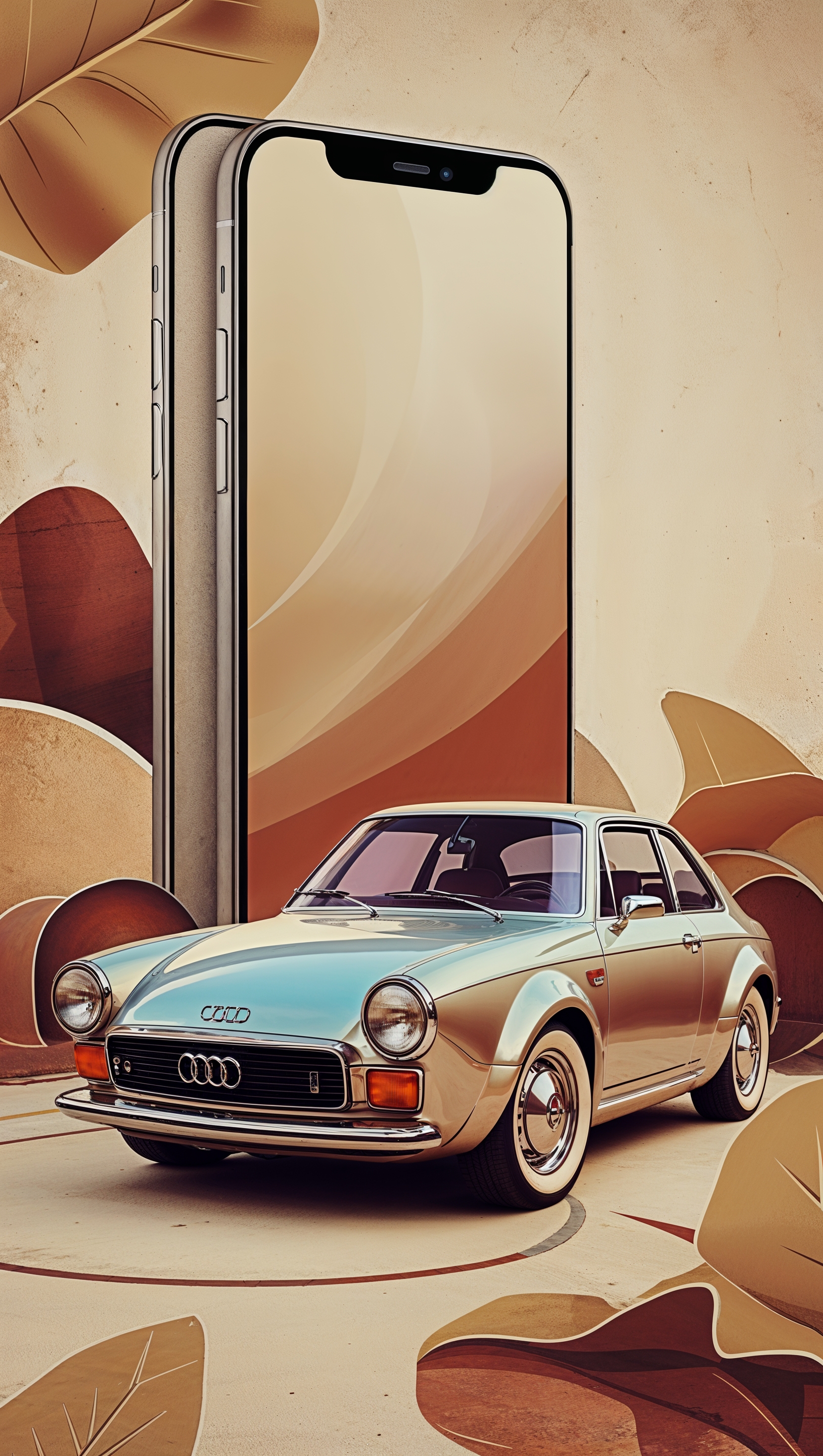 iPhone background with classic Audi car and retro design