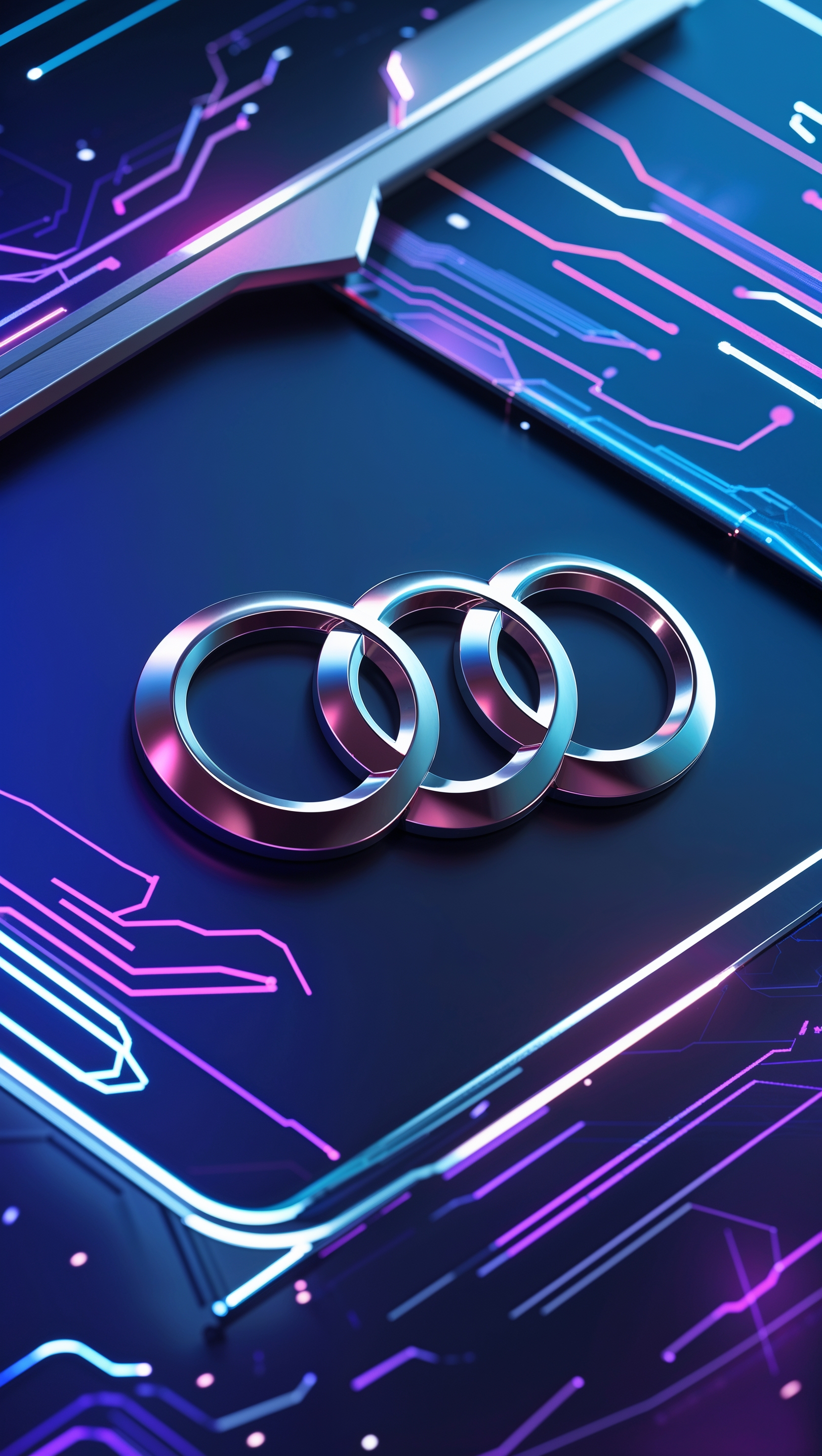 iPhone background combining Audi logo and digital patterns