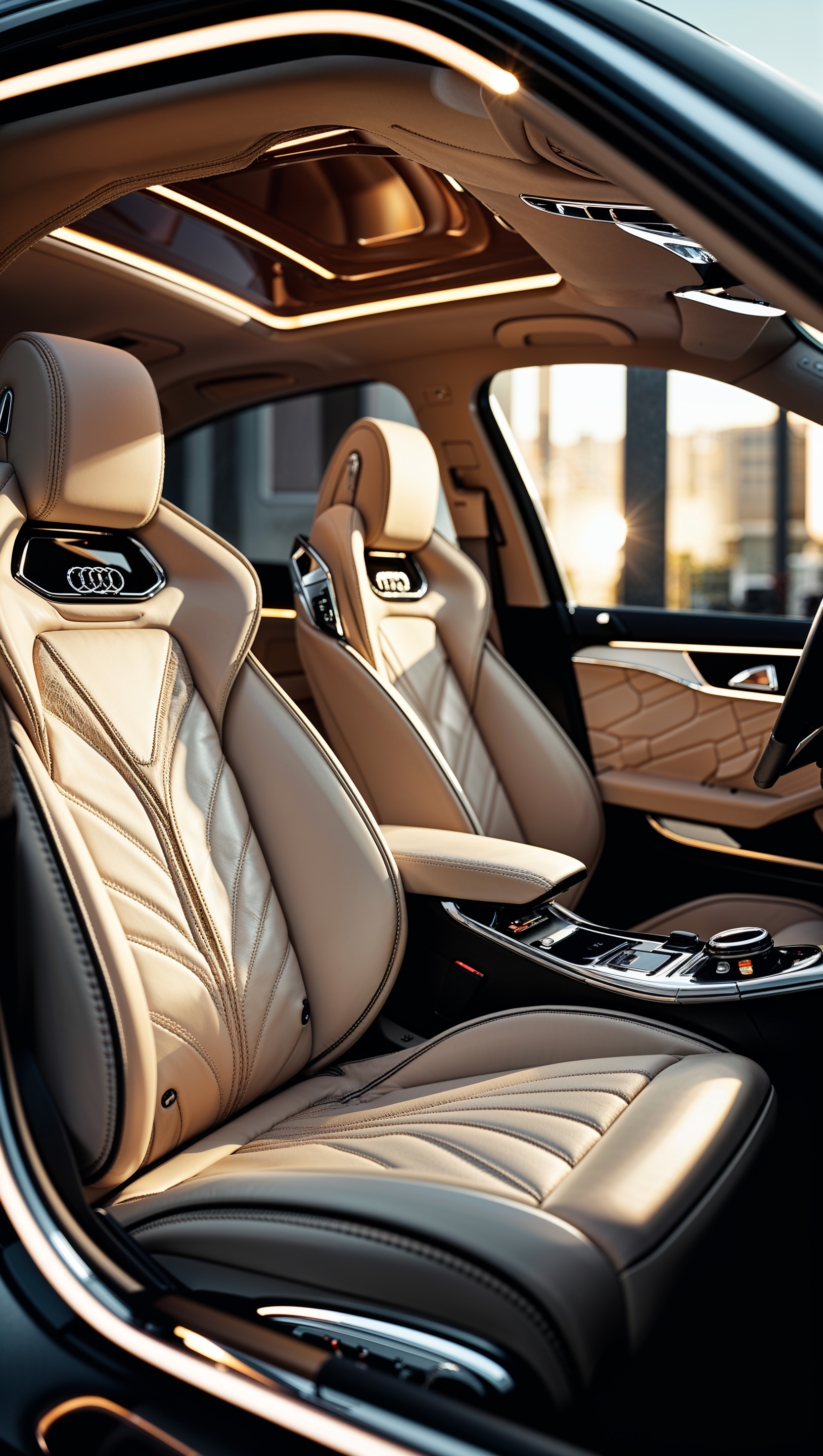iPhone background with luxury Audi interior view
