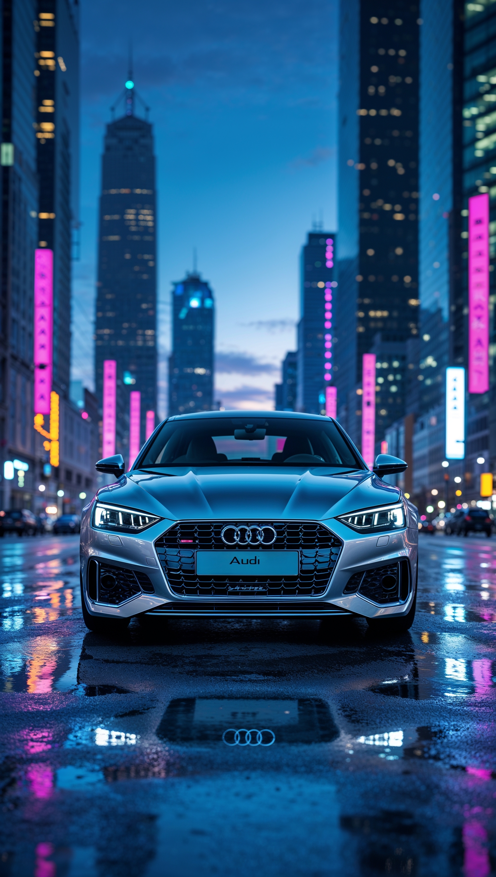 iPhone background with Audi car in modern city streets
