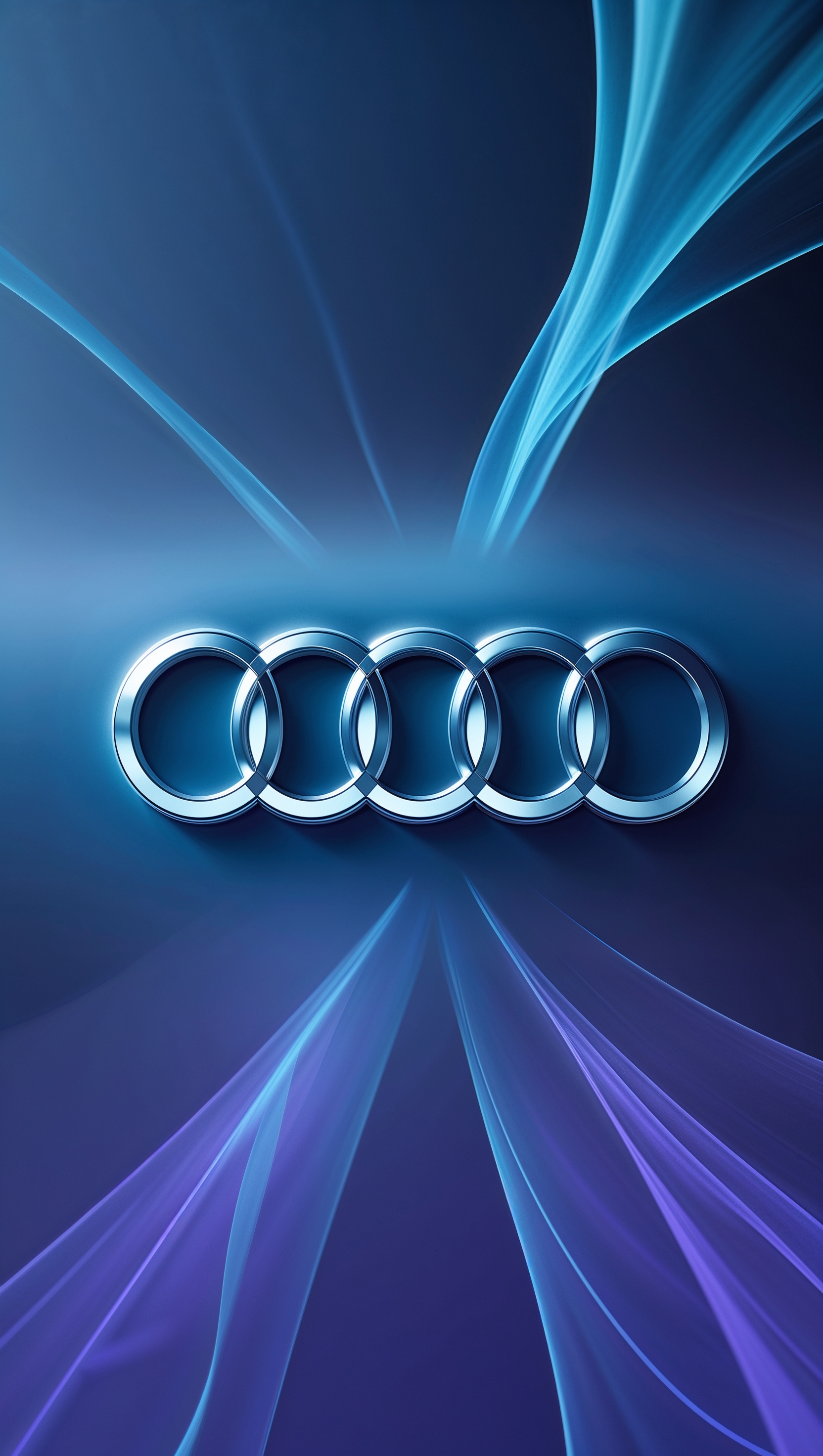 Background with Audi logo and blue neon effect