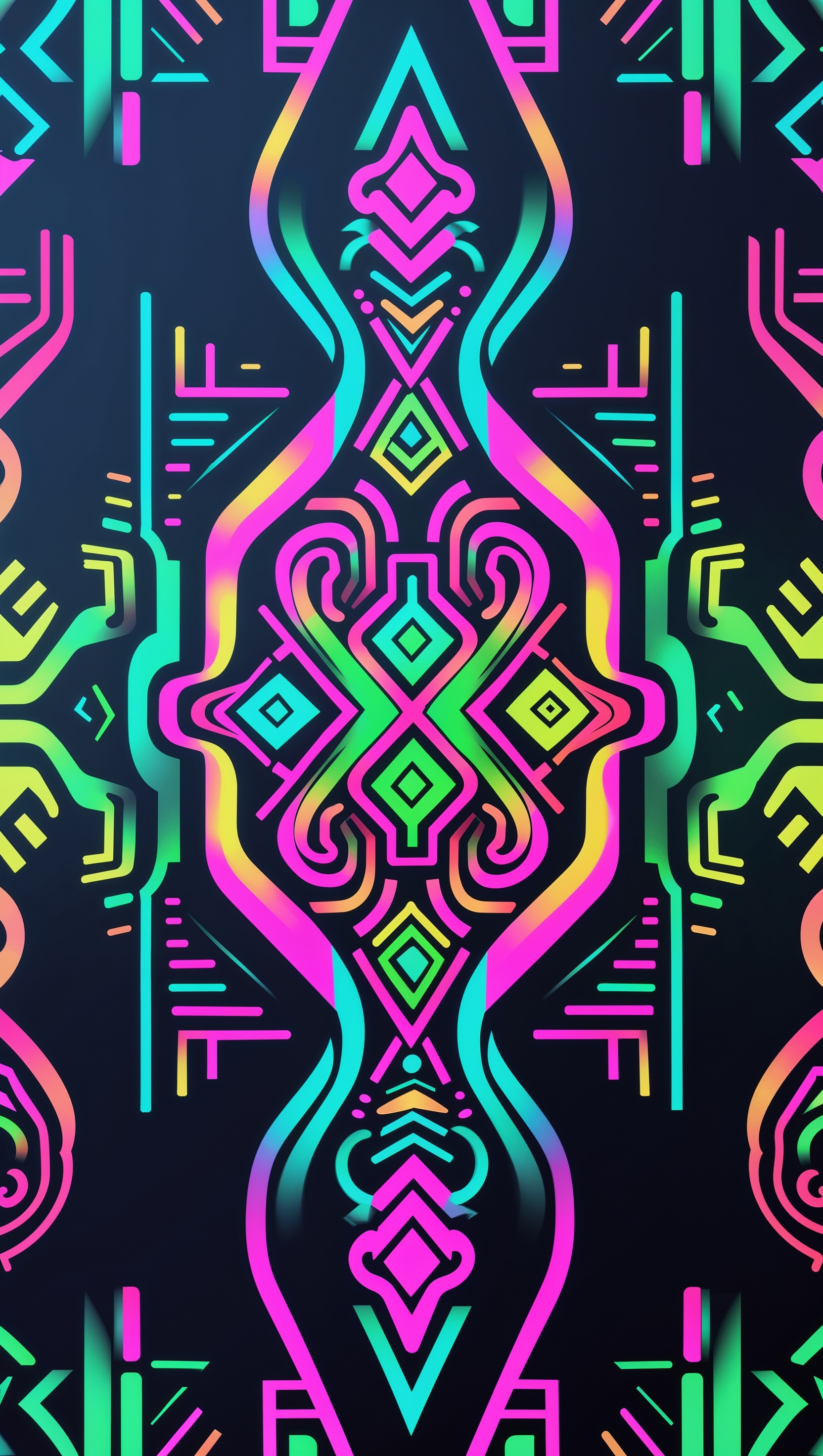 Wallpaper combining Aztec art with modern neon colors for iPhone