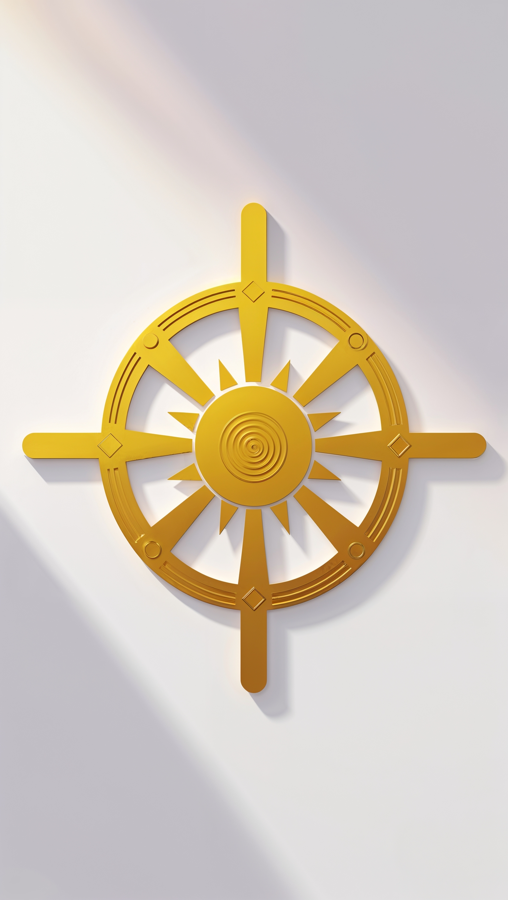 Minimalist iPhone wallpaper with a central Aztec sun symbol