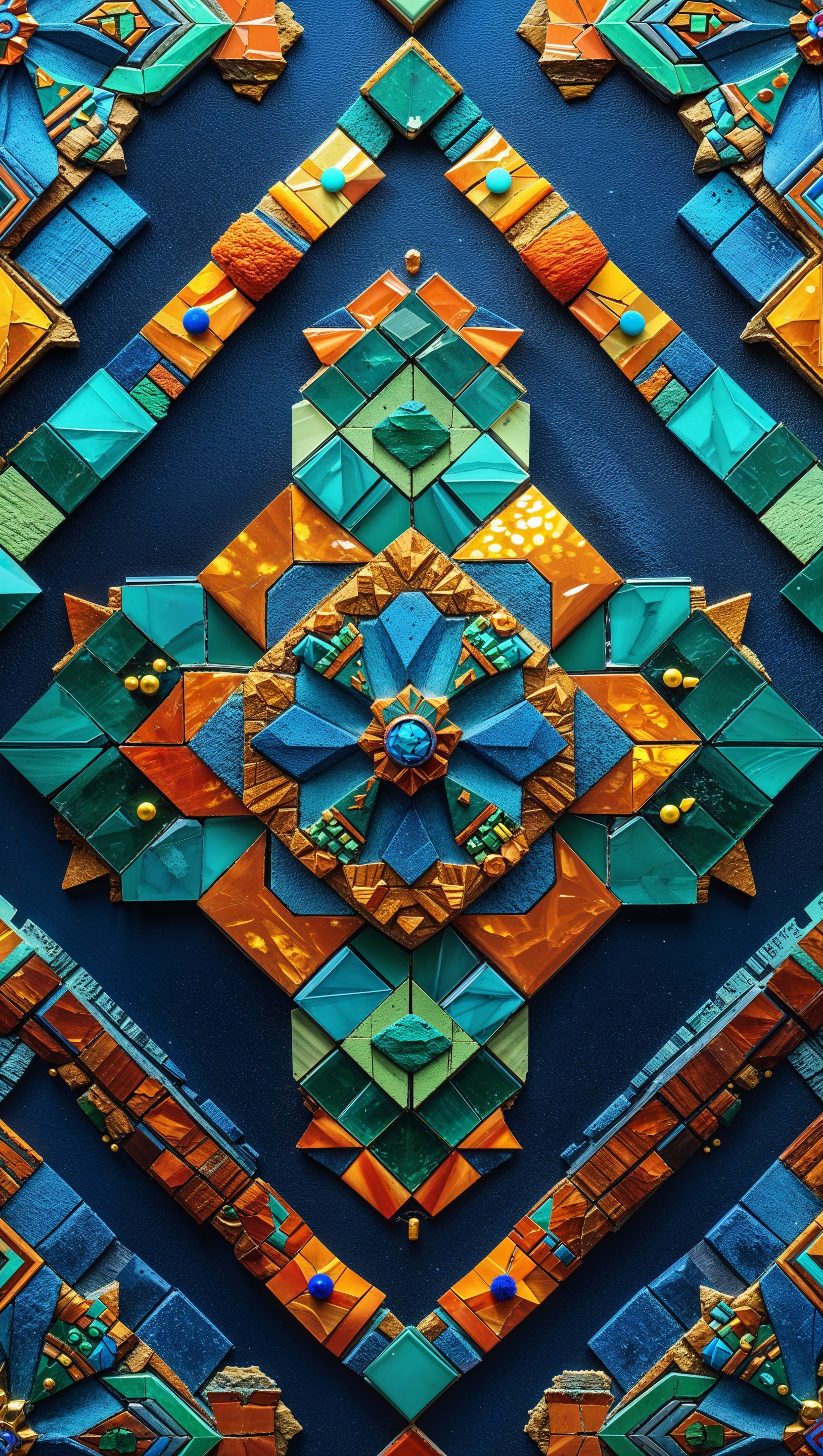 Colorful mosaic-style Aztec pattern wallpaper for iPhone