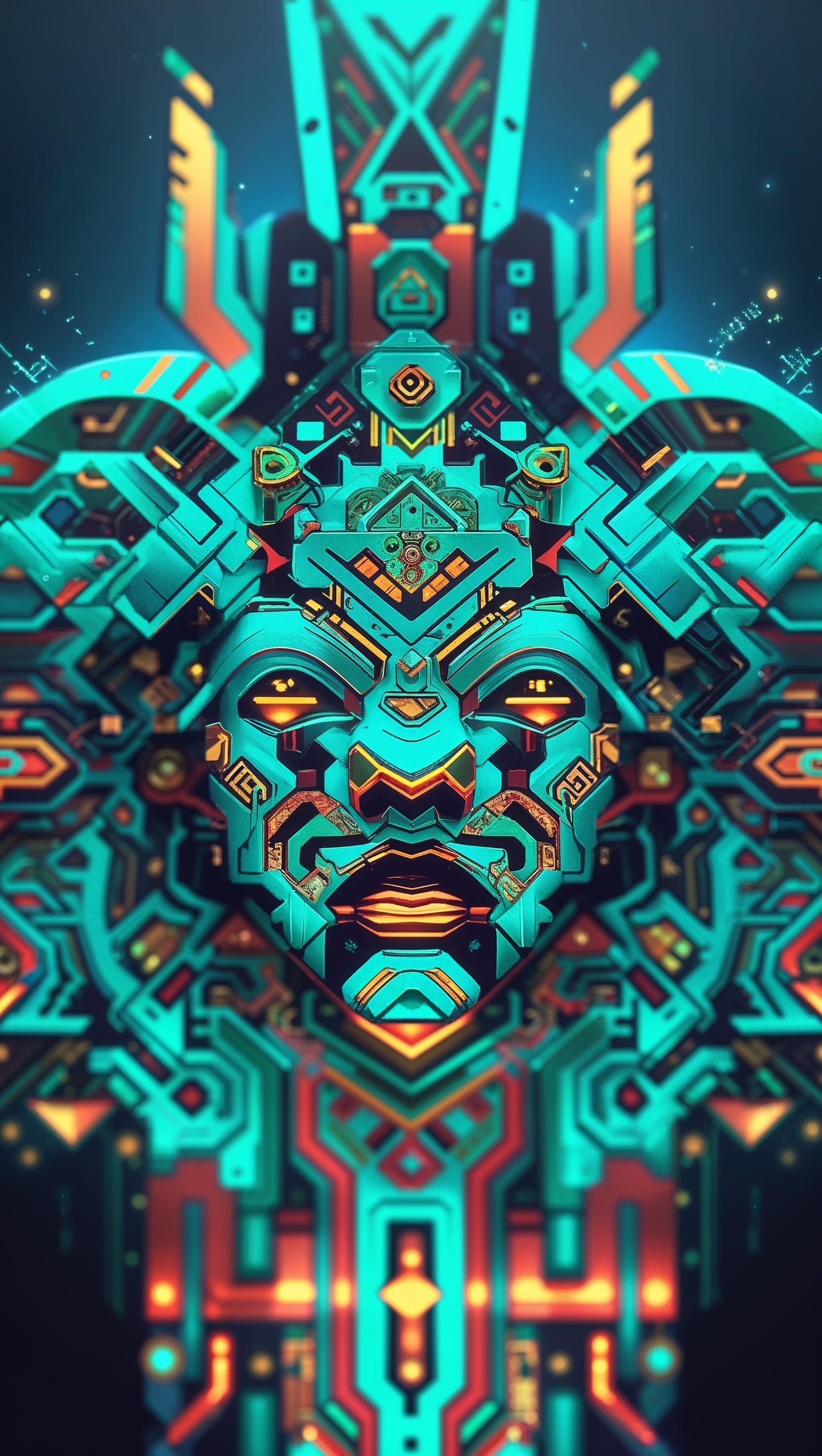 Glitch effect Aztec art wallpaper for iPhone