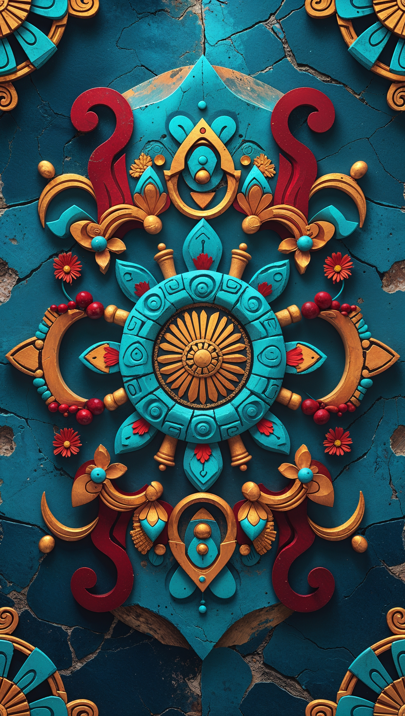 iPhone wallpaper inspired by the Aztec Sun Stone calendar