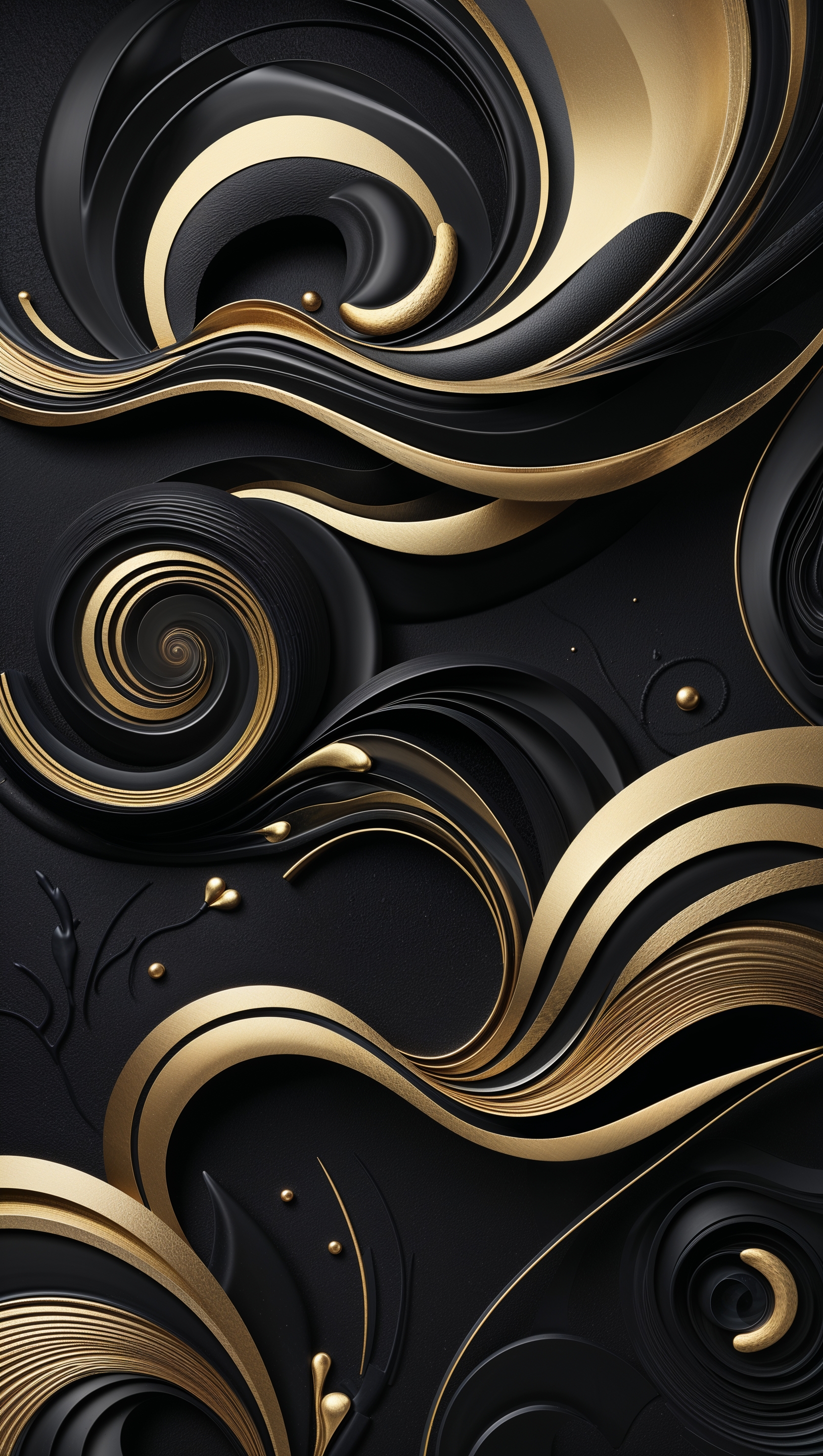 Design a black and gold wallpaper with abstract patterns