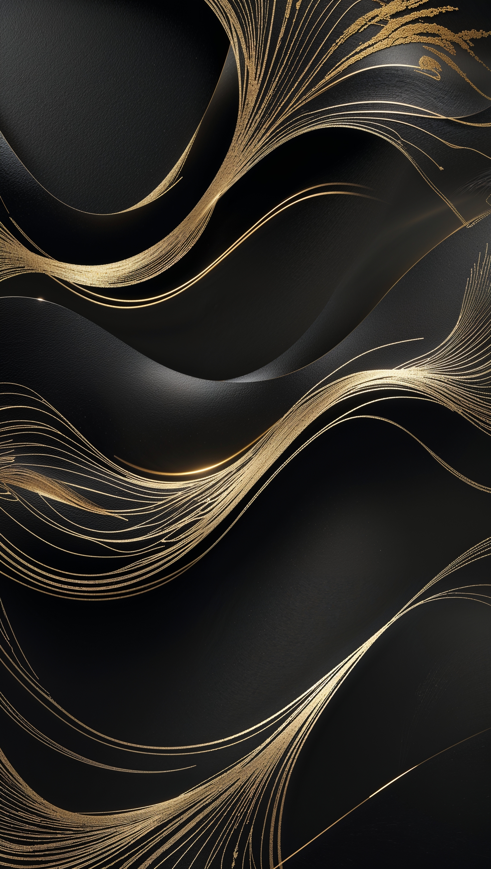 Create a black and gold wallpaper with flowing lines