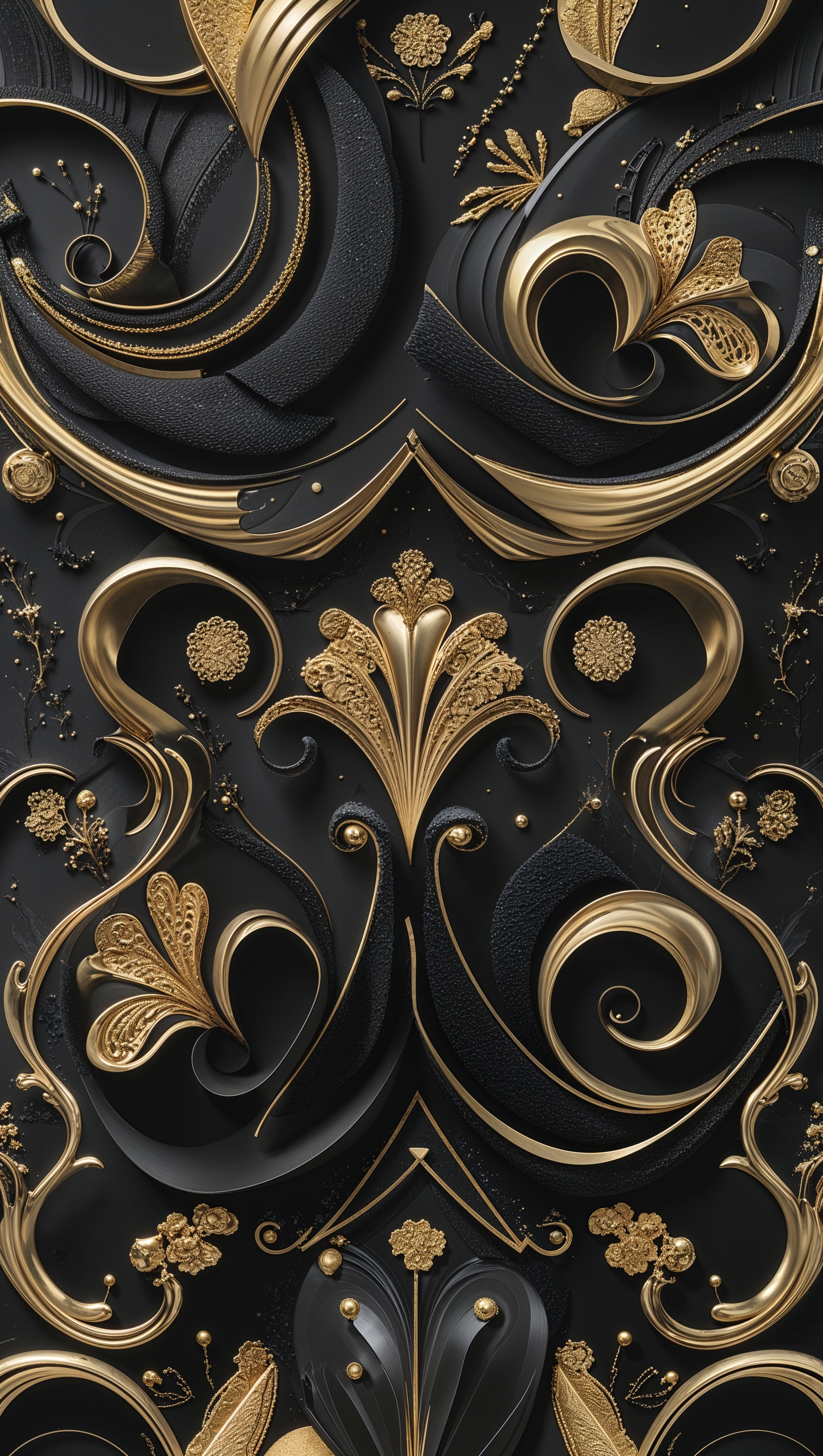 Design a black and gold wallpaper with modern and intricate designs
