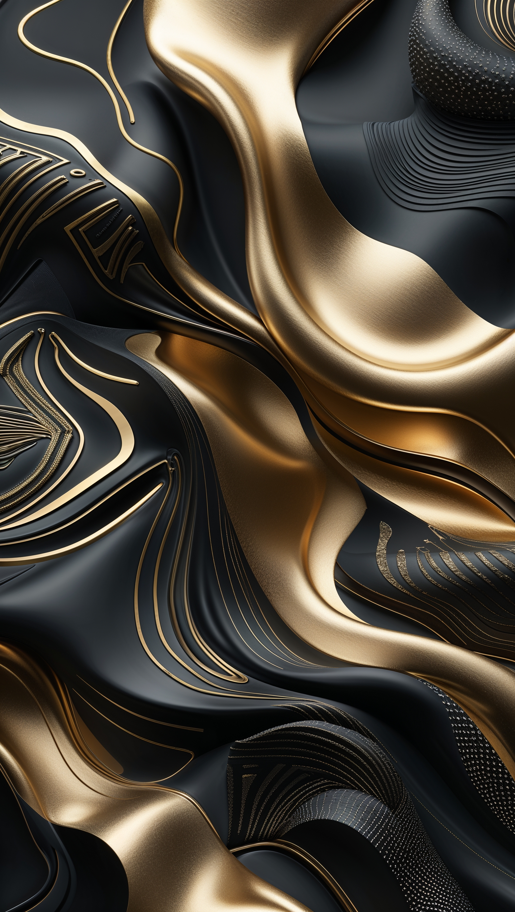 Create a black and gold wallpaper with contemporary art designs