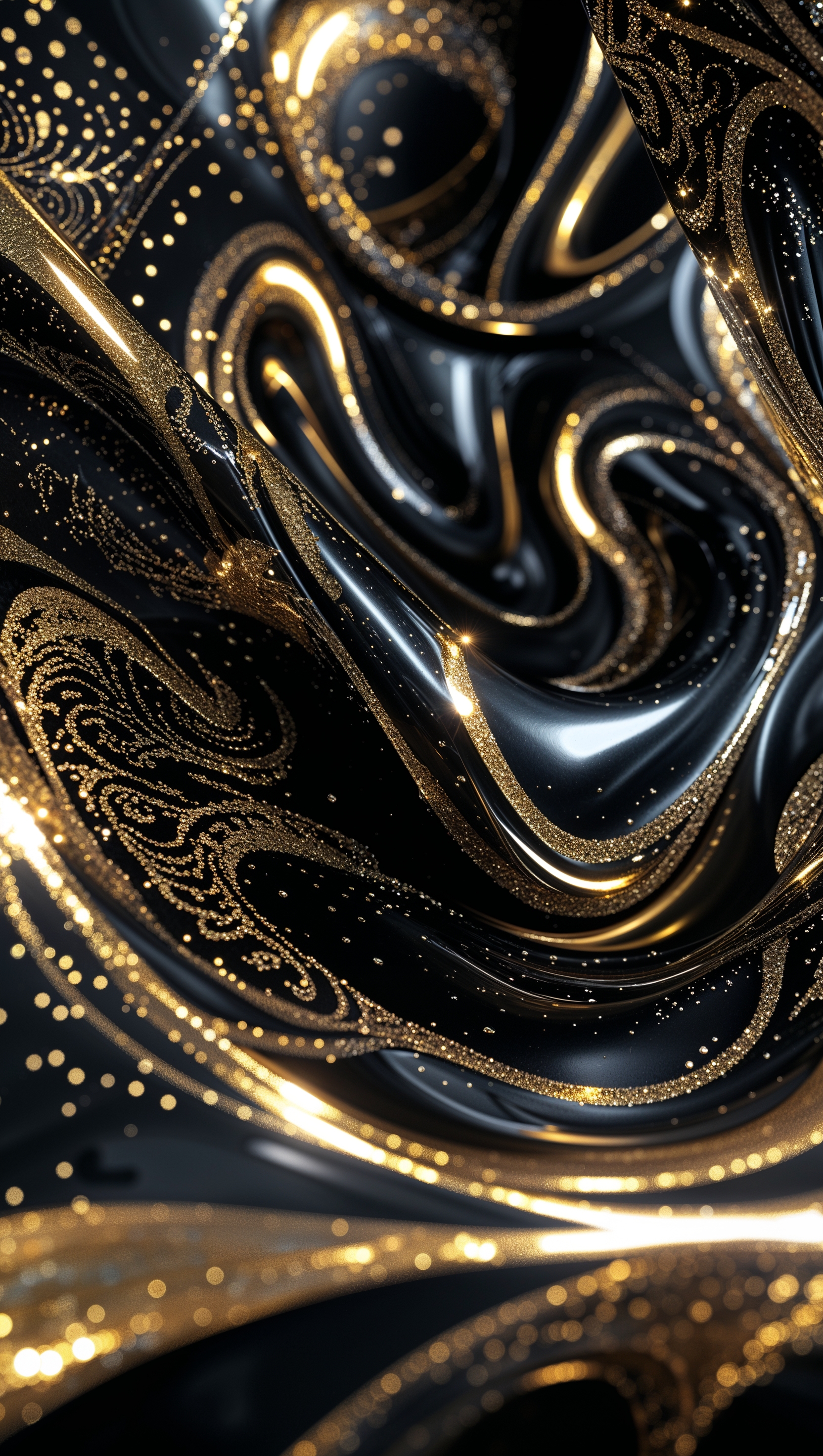 Design a black and gold wallpaper with unique light effects