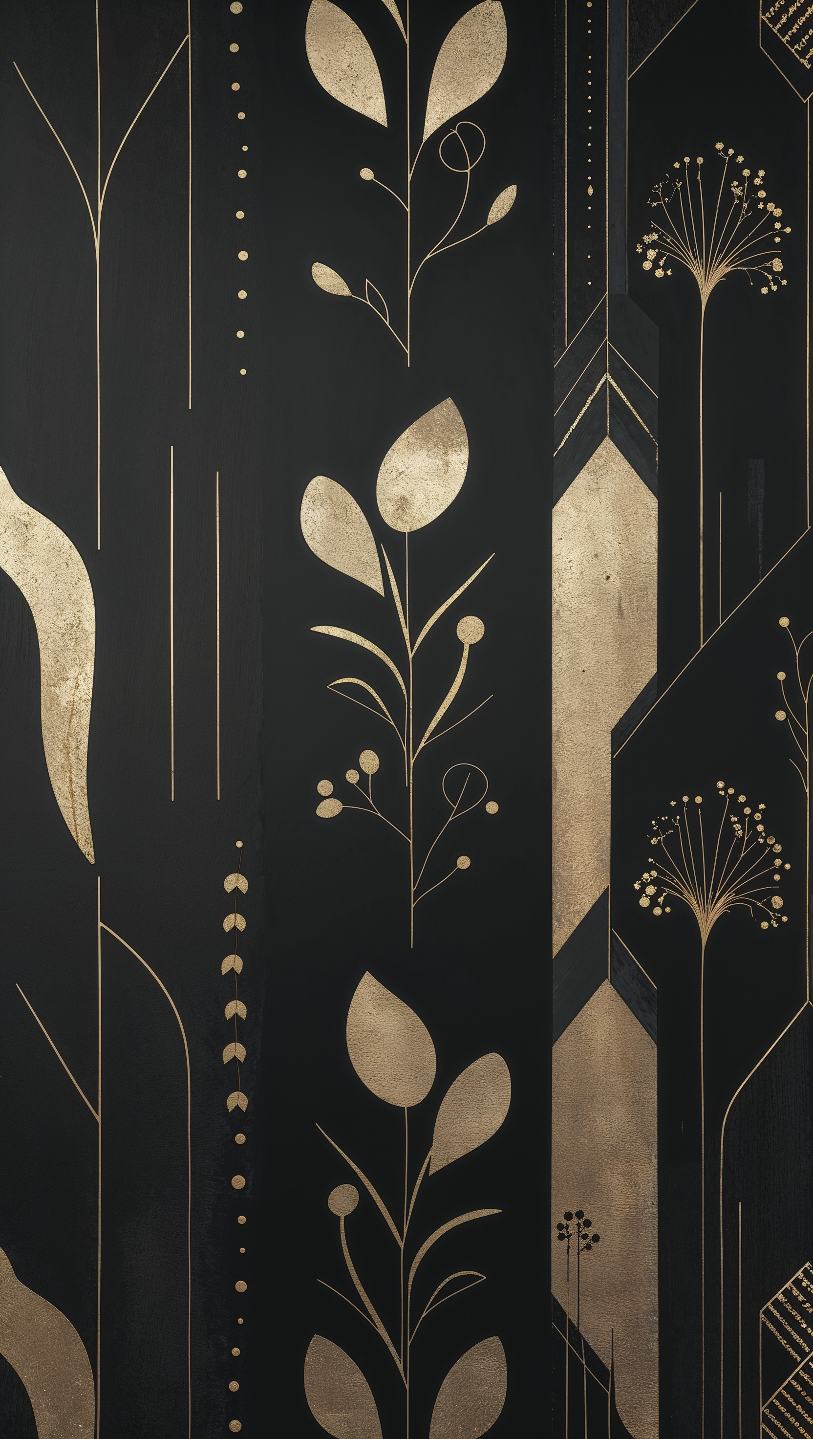 Design a black and gold wallpaper with modern and simple motifs