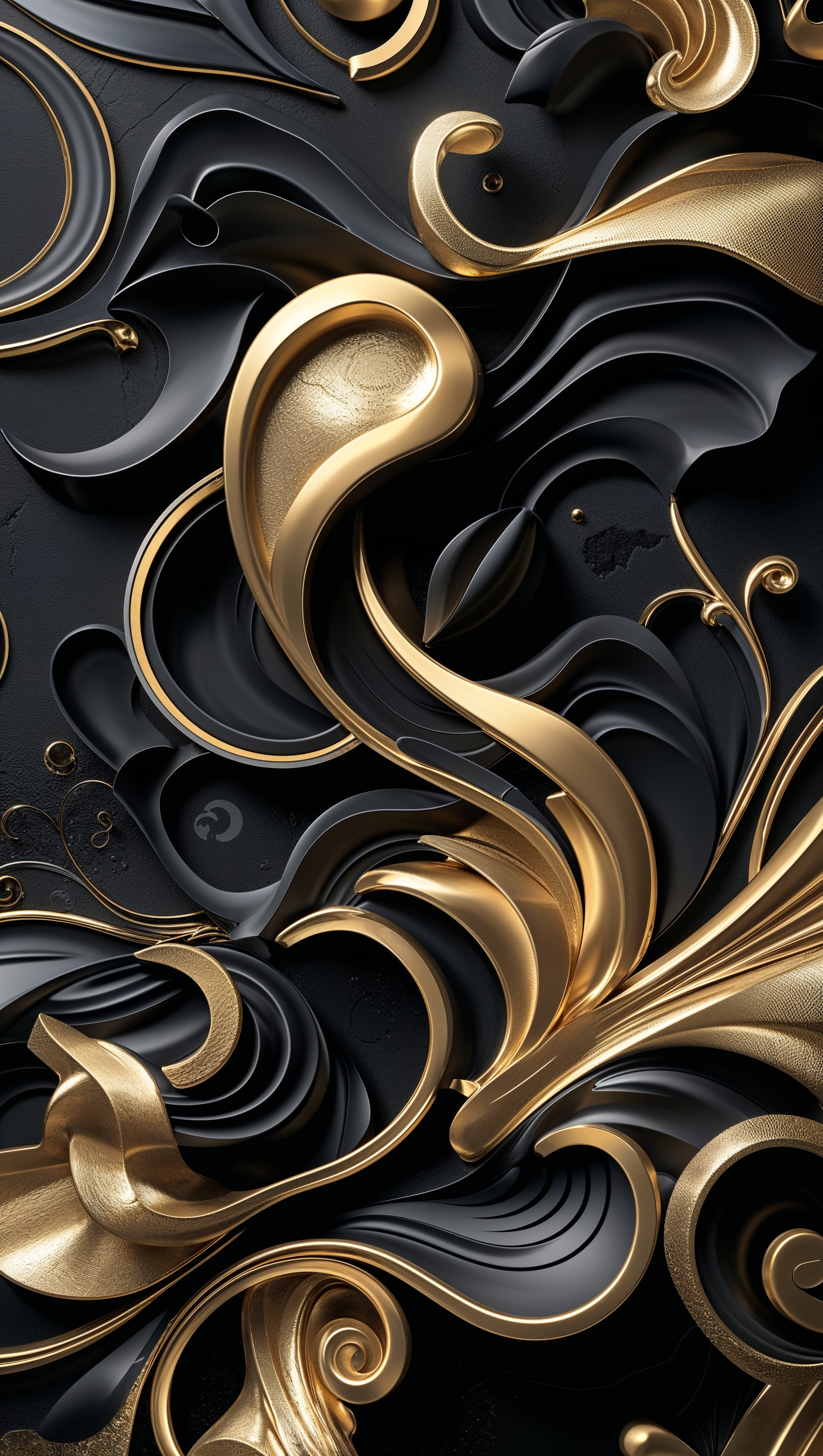 Create a black and gold wallpaper with a 3D prominent design